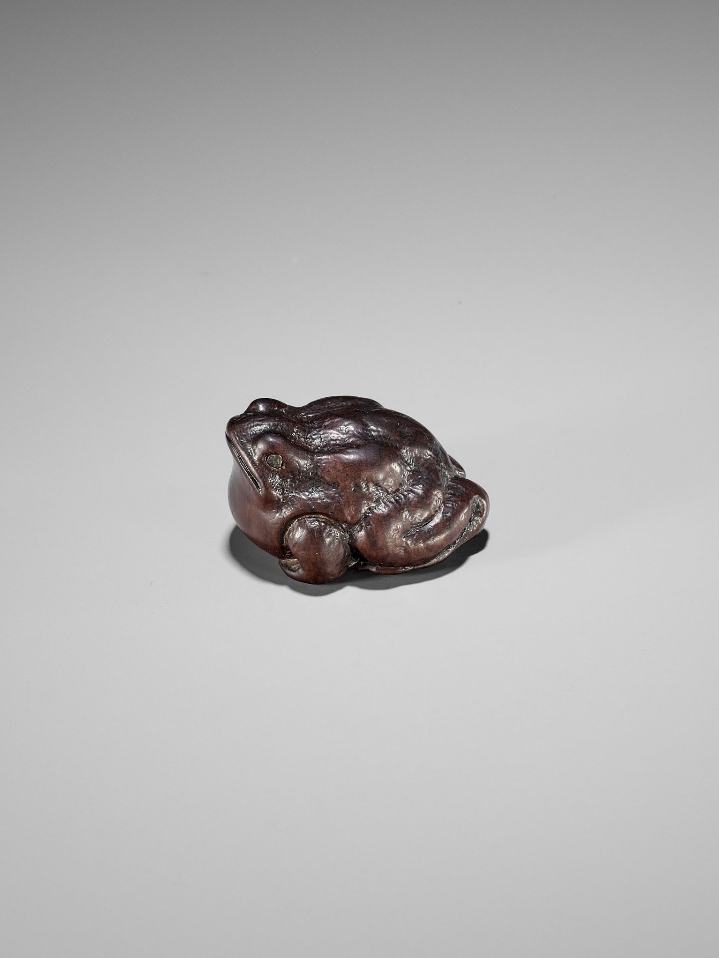 MINKO: A DARK WOOD NETSUKE OF A FAT TOAD - Bild 7 aus 12