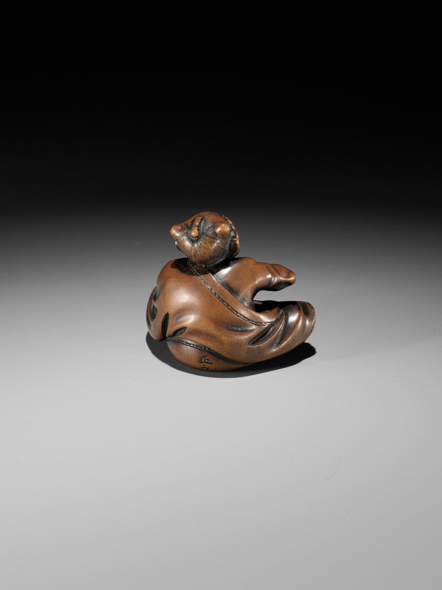 MASAYUKI: A FINE WOOD NETSUKE OF A SMOKING ONI - Image 7 of 11