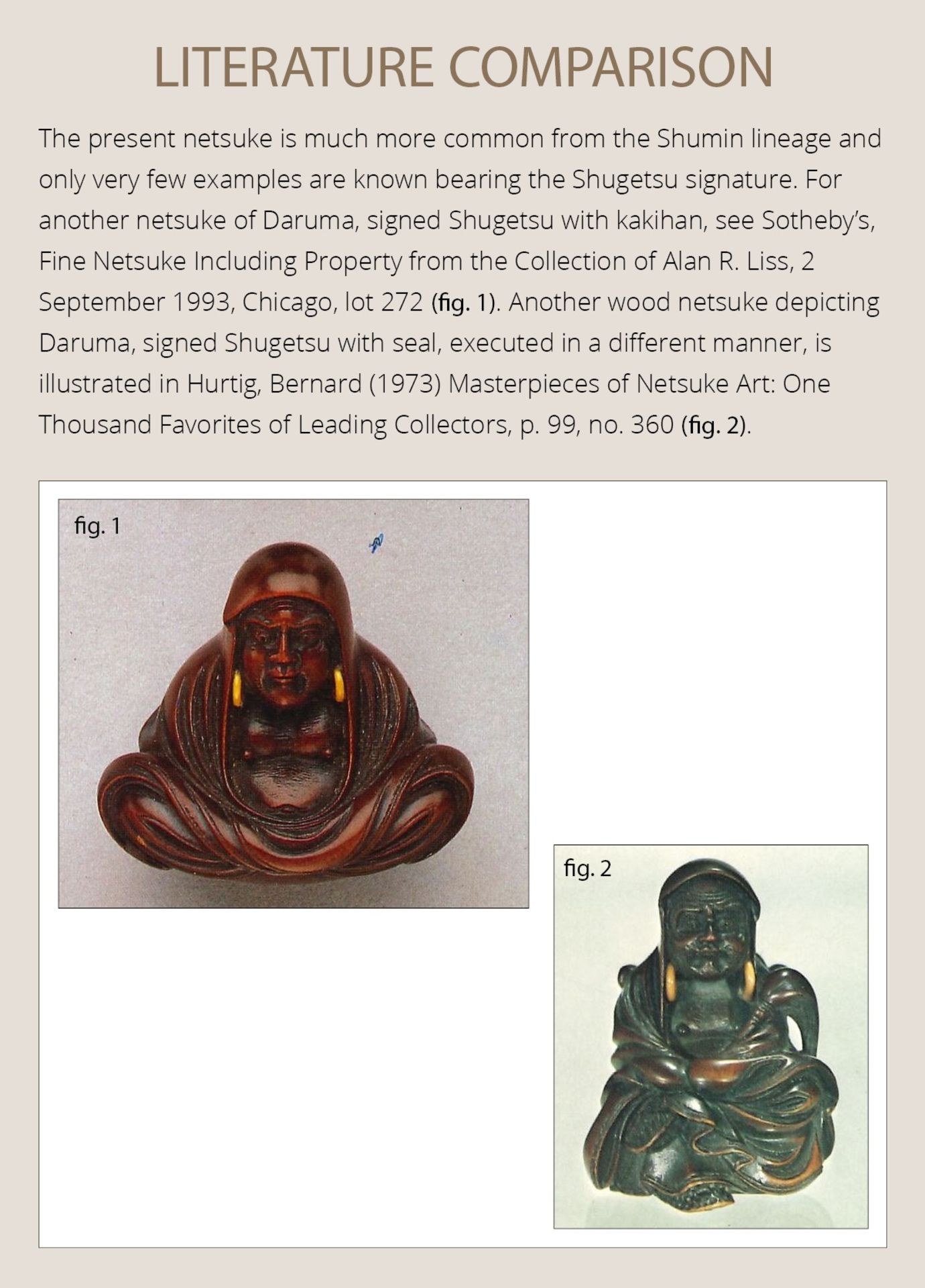 SHUGETSU SHIZAN: A LARGE WOOD NETSUKE OF DARUMA - Image 4 of 9