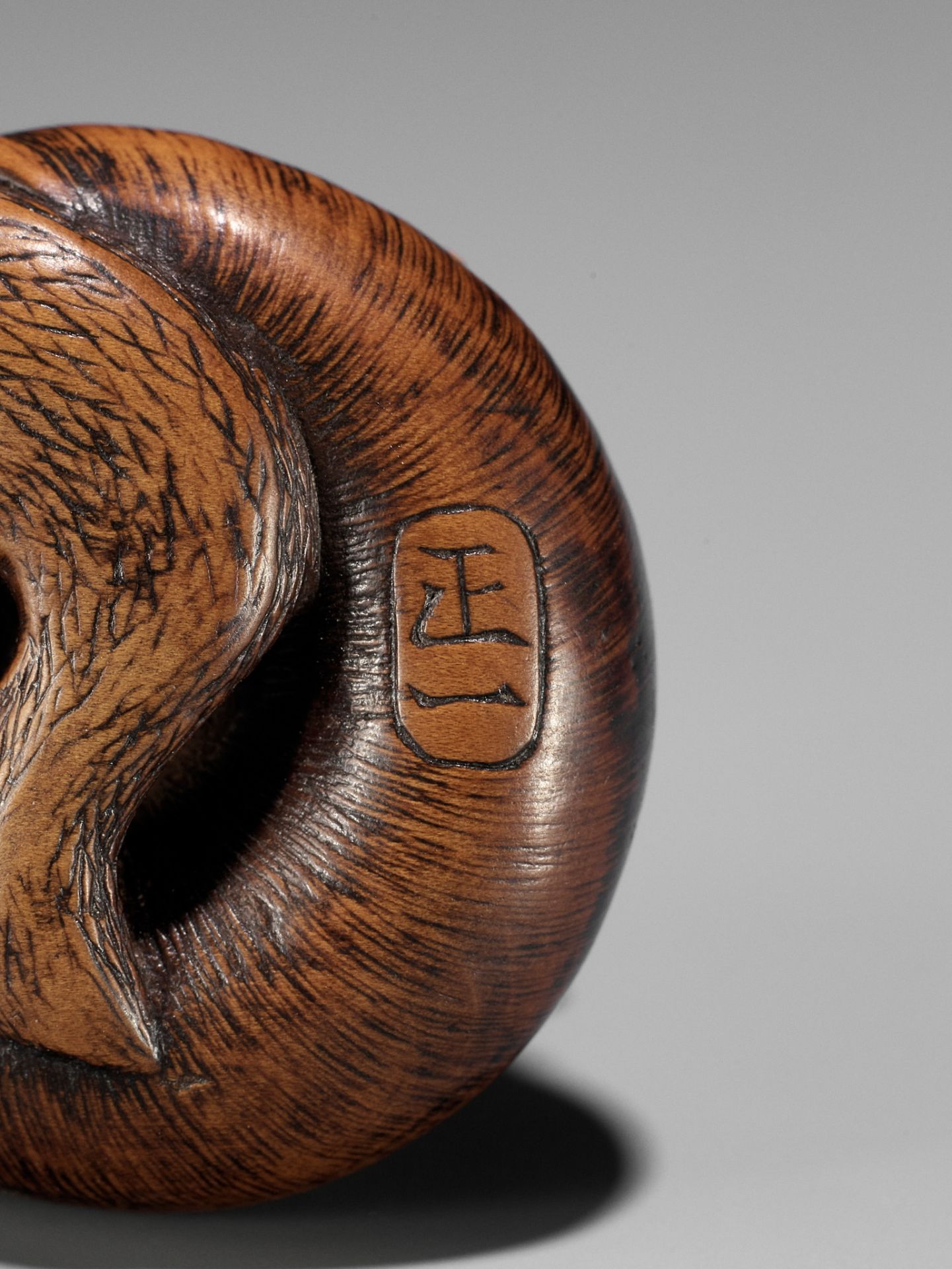 MASAKAZU: A RARE YAMADA SCHOOL WOOD NETSUKE OF TWO SNAILS - Image 13 of 13