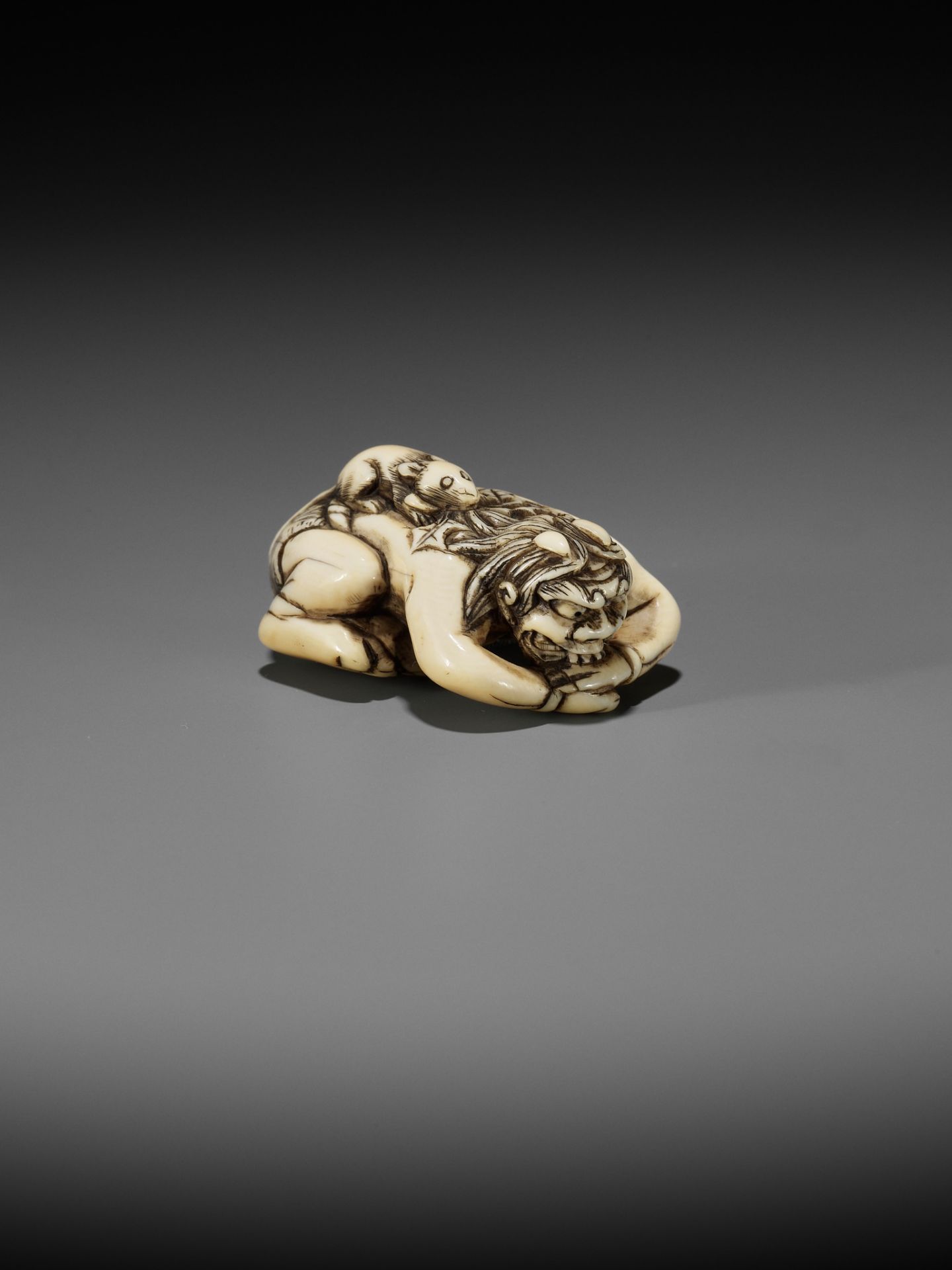 A RARE IVORY NETSUKE OF SHIRO - Image 11 of 11