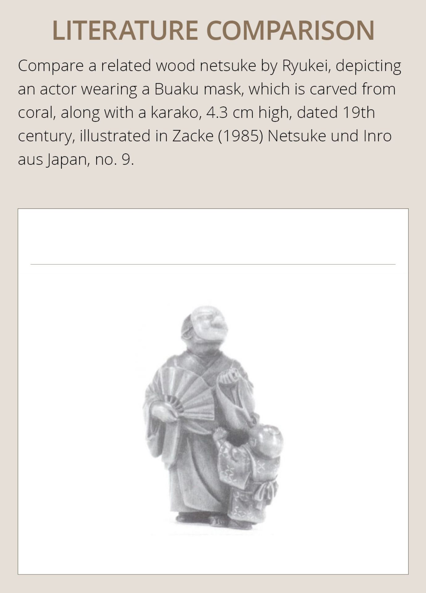 RYUSEI: A FINE WOOD NETSUKE OF AN ACTOR WITH A BUAKU MASK - Bild 4 aus 11