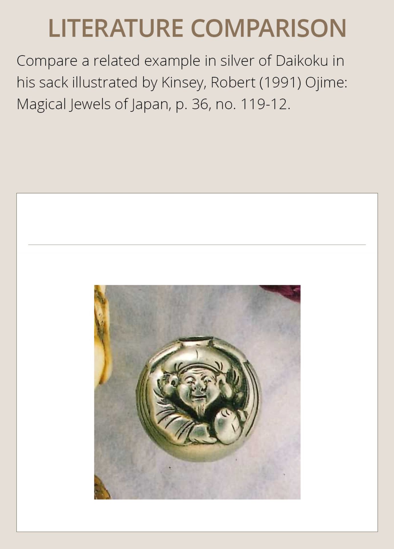 KATSUHIRA: A RARE GOLD OJIME DEPICTING DAIKOKU INSIDE HIS SACK - Image 4 of 19