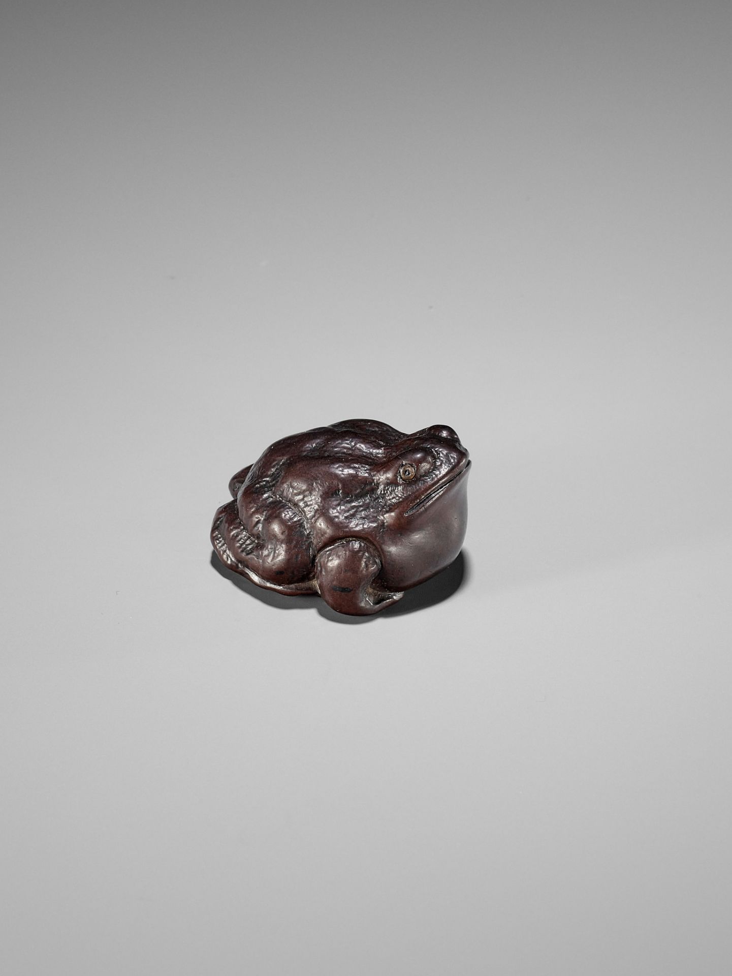 MINKO: A DARK WOOD NETSUKE OF A FAT TOAD - Bild 5 aus 12