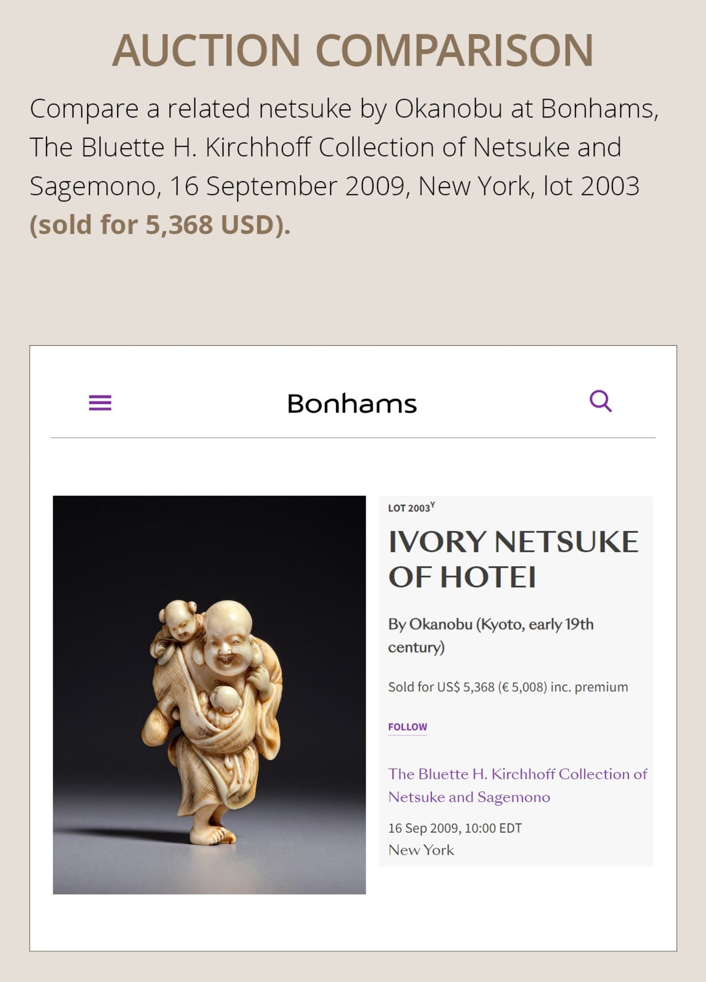 OKAKOTO: AN IVORY NETSUKE OF HOTEI WITH KARAKO - Image 4 of 12