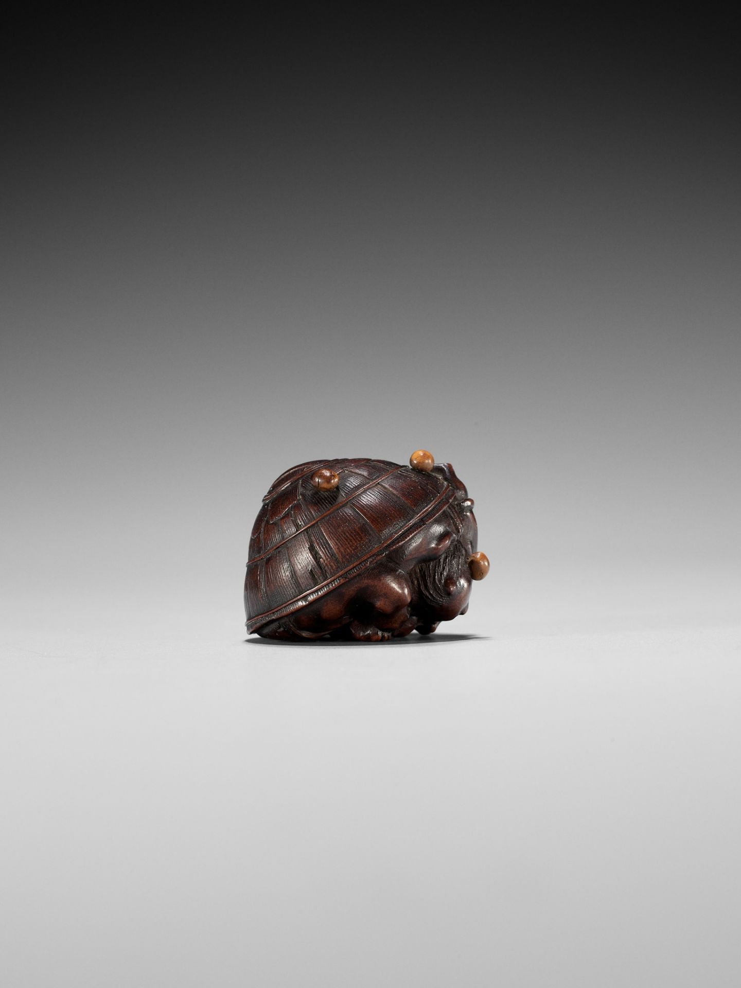 MASAKAZU: A WOOD NETSUKE OF A COWERING ONI DURING SETSUBUN - Image 9 of 13