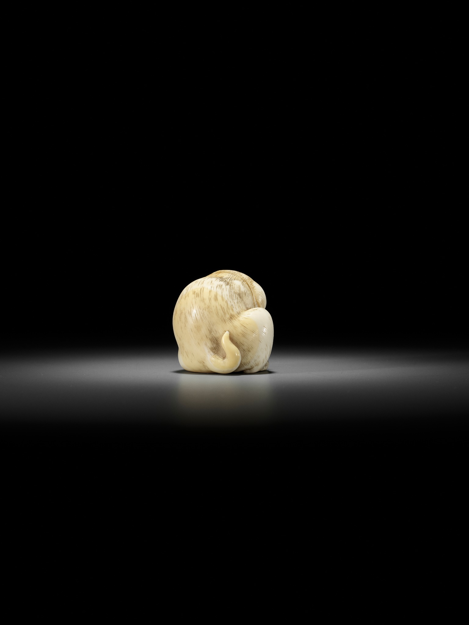 KAIGYOKUSAI MASATSUGU: A SUPERB IVORY NETSUKE OF A PUPPY WITH TOY BIRD - Image 5 of 16