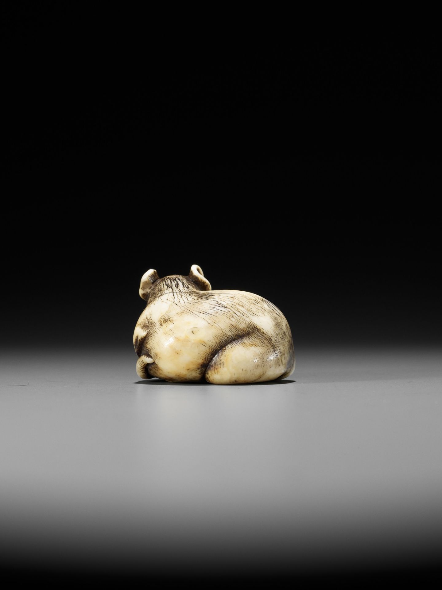 A GOOD KYOTO SCHOOL IVORY NETSUKE OF A RAT - Bild 8 aus 12