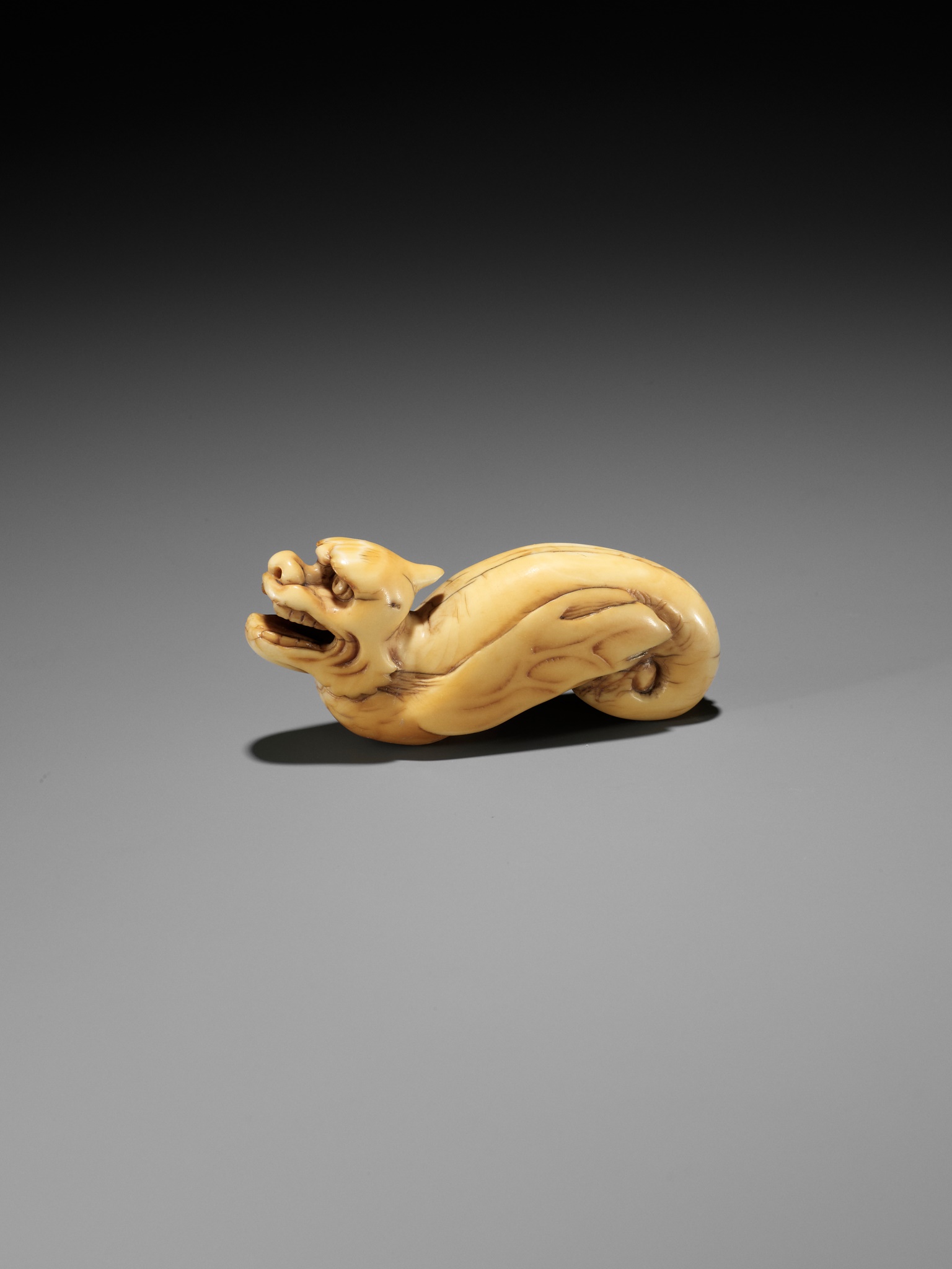 A RARE IVORY NETSUKE OF A WINGED DRAGON-FISH (MAKATSUGYO) - Image 7 of 13