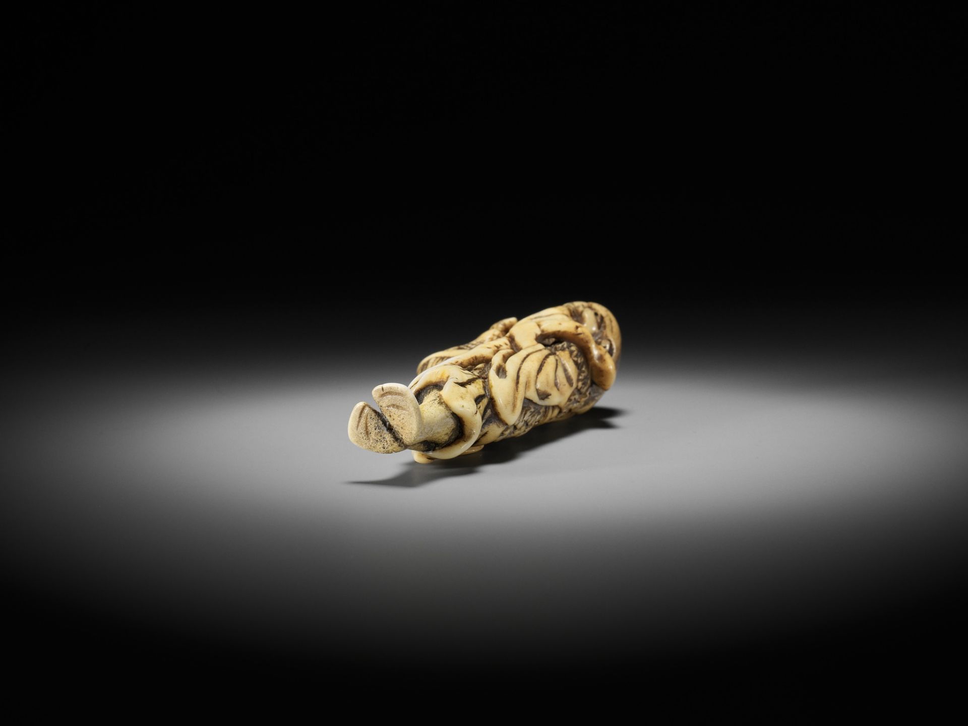 A POWERFUL TALL STAG ANTLER NETSUKE OF CHINNAN SENNIN, ATTRIBUTED TO TOMOHISA - Bild 9 aus 9