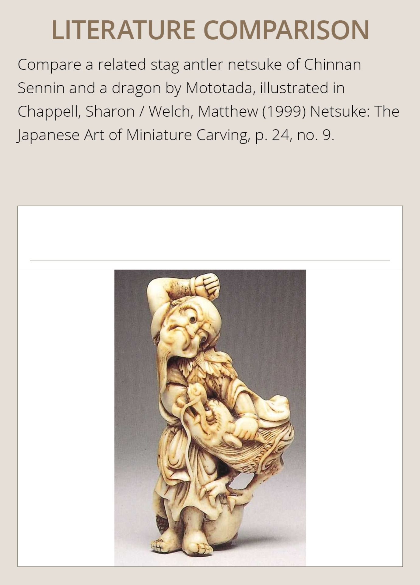 A POWERFUL STAG ANTLER NETSUKE OF A DRAGON WITH TAMA, ATTRIBUTED TO MOTOTADA - Bild 4 aus 11