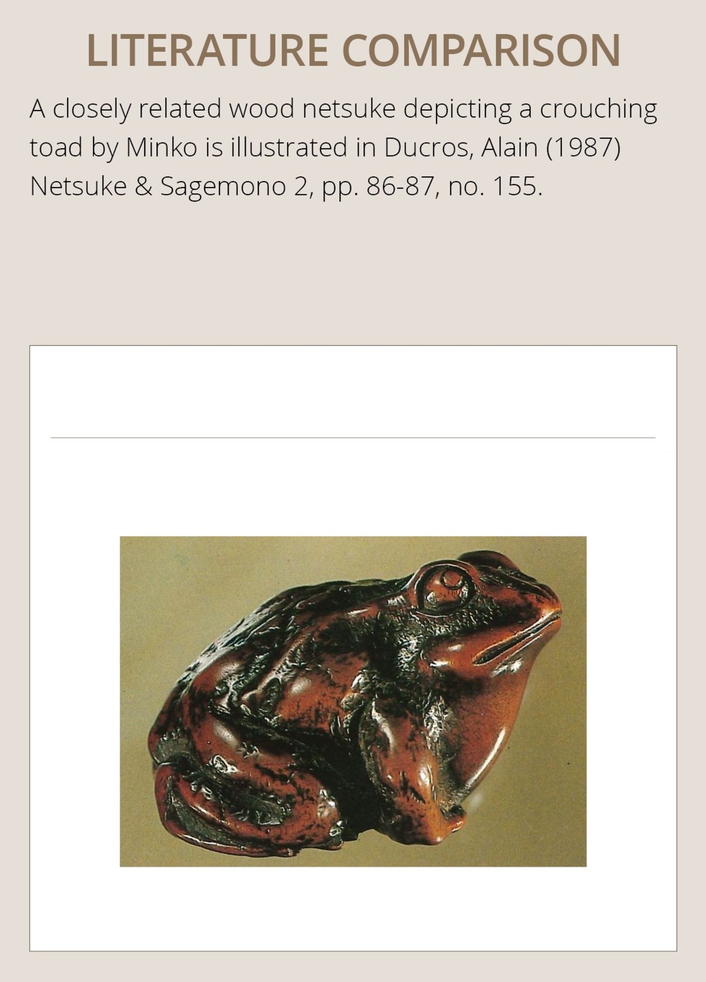 MINKO: A DARK WOOD NETSUKE OF A FAT TOAD - Bild 4 aus 12