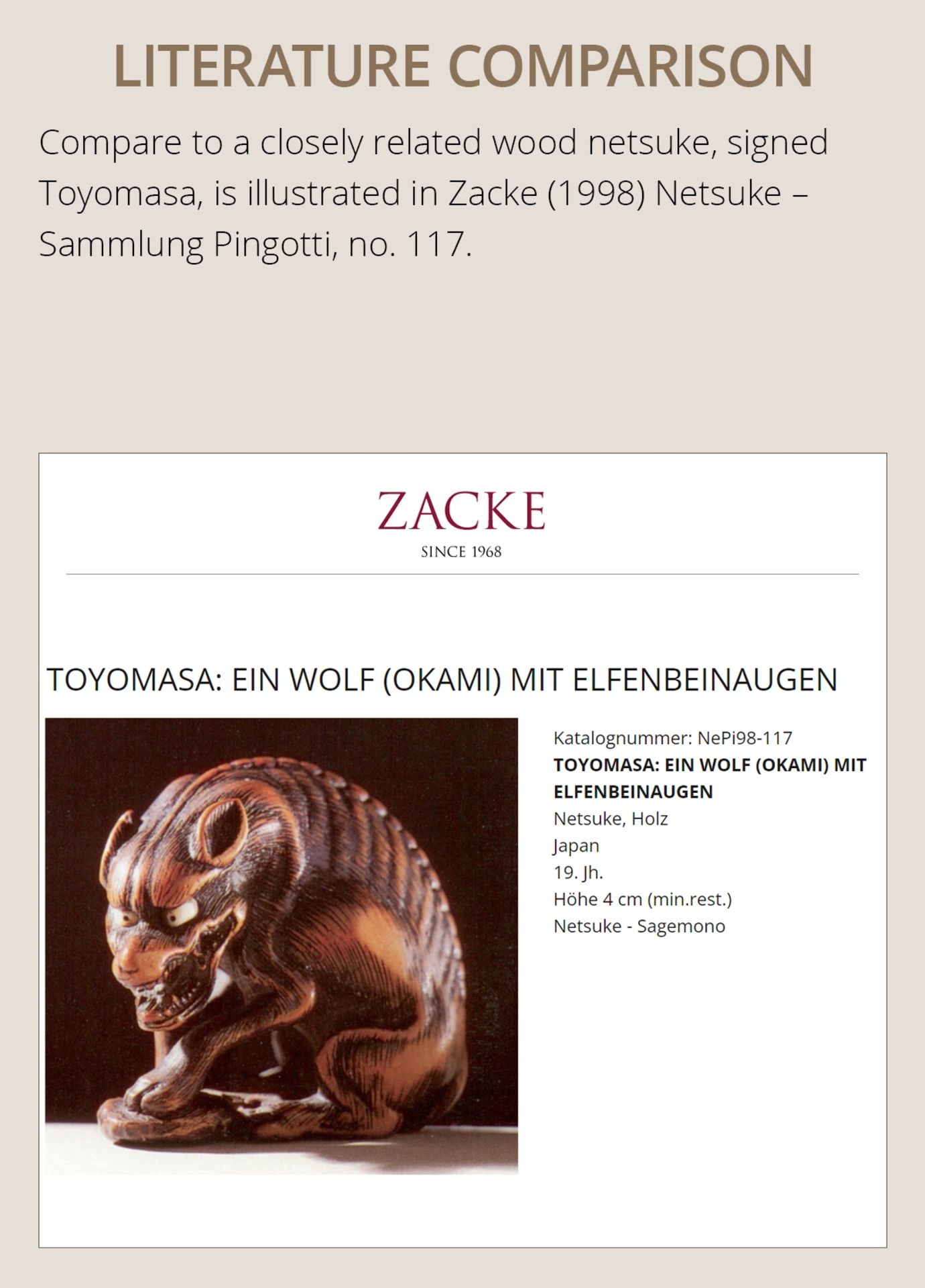A SUPERB TOYOMASA SCHOOL WOOD NETSUKE OF AN EMACIATED WOLF WITH TORTOISE - Image 5 of 15