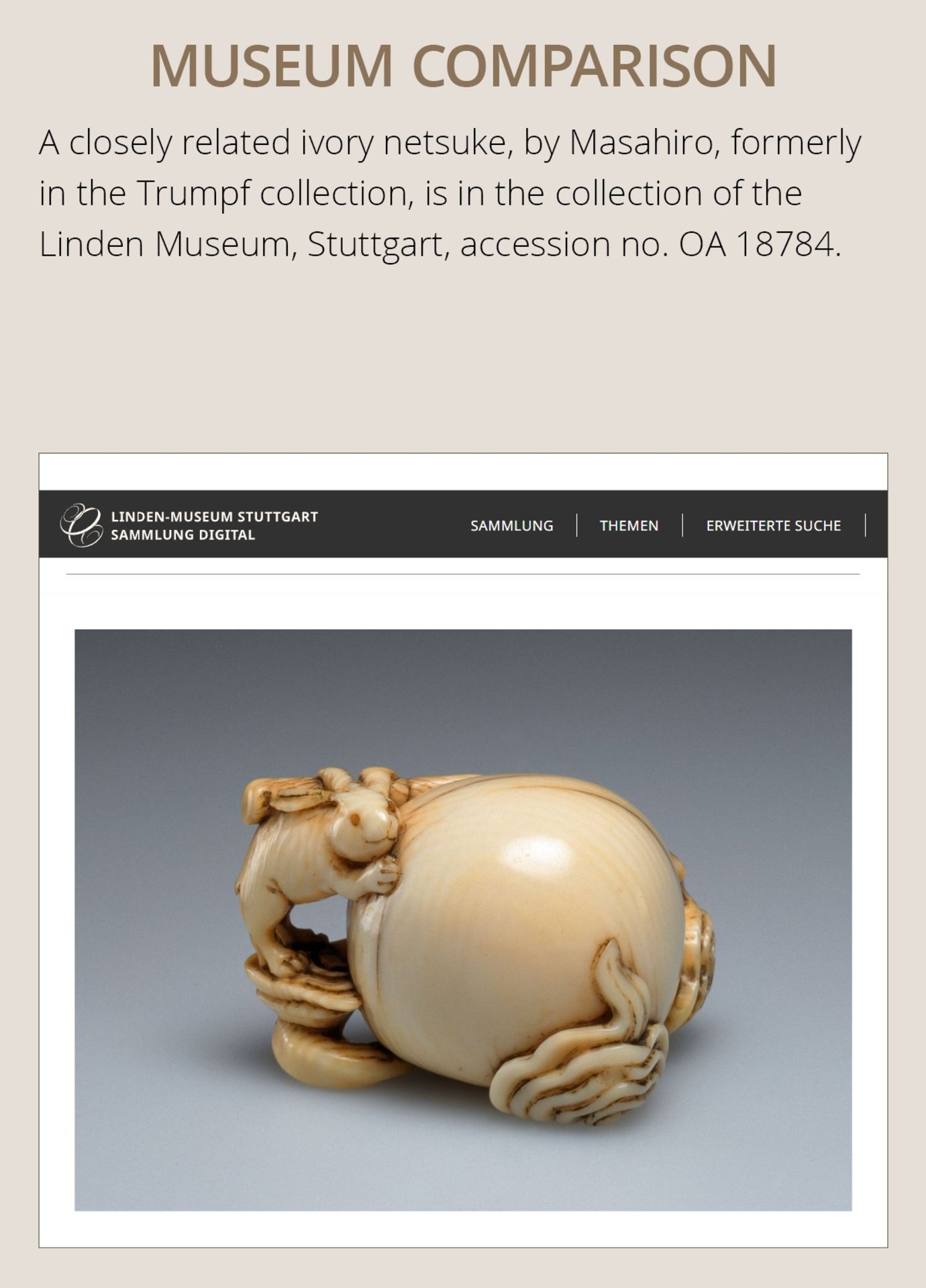 MASAHIRO: AN OSAKA SCHOOL IVORY NETSUKE OF THE LUNAR HARE - Image 8 of 13