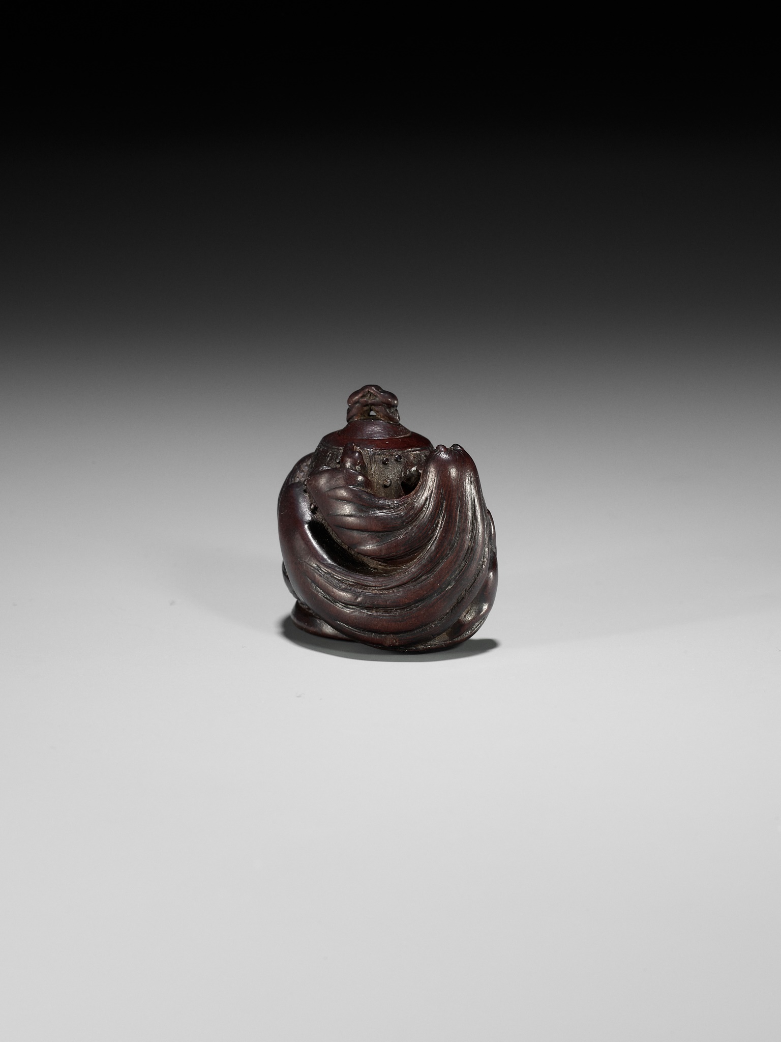 SHIGEYOSHI: AN INLAID DARK WOOD NETSUKE OF KIYOHIME - Image 2 of 11