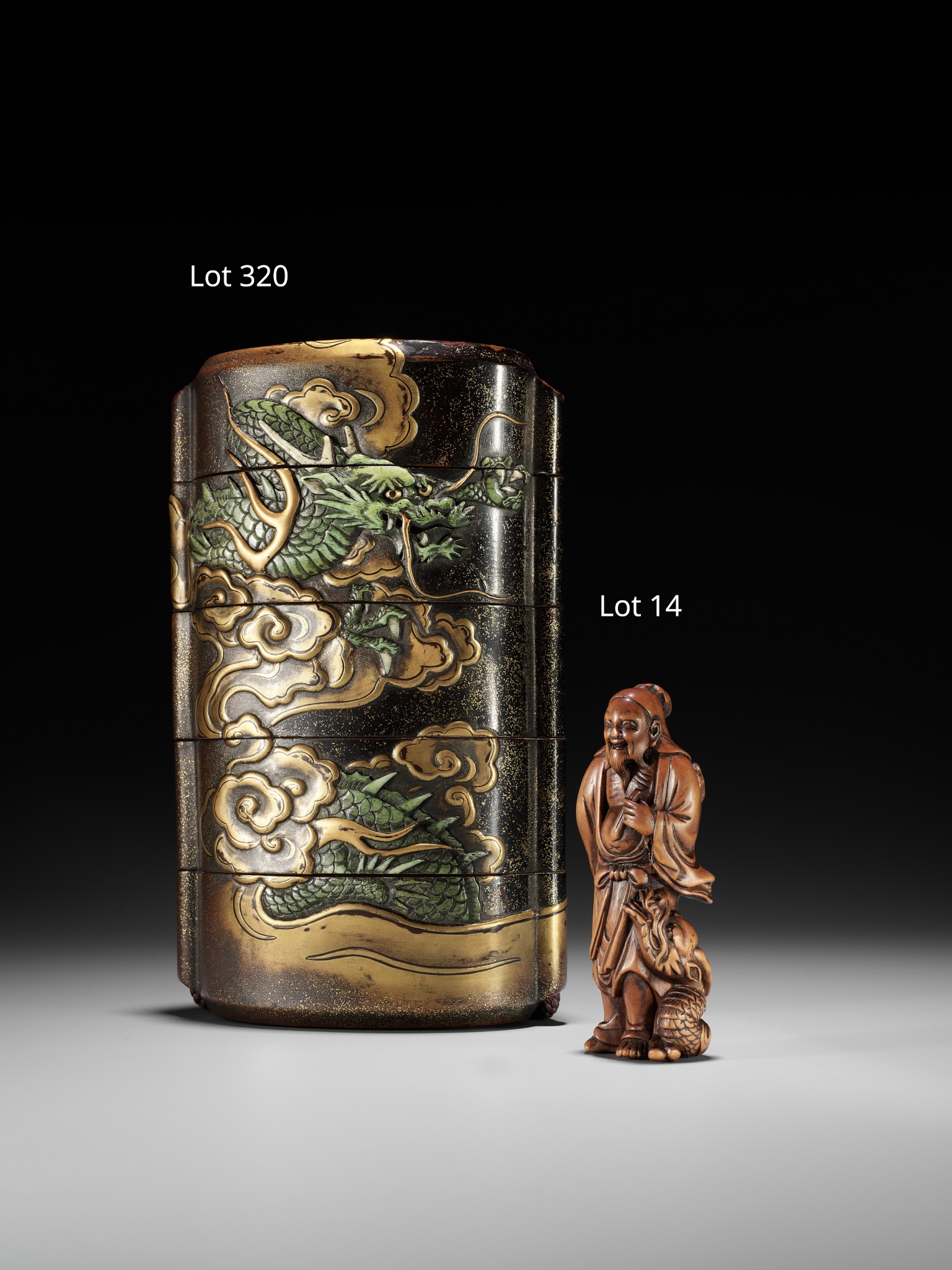 AN EXCEPTIONAL AND RARE WOOD NETSUKE OF RYO TOHIN TAUNTING A DRAGON - Image 13 of 16