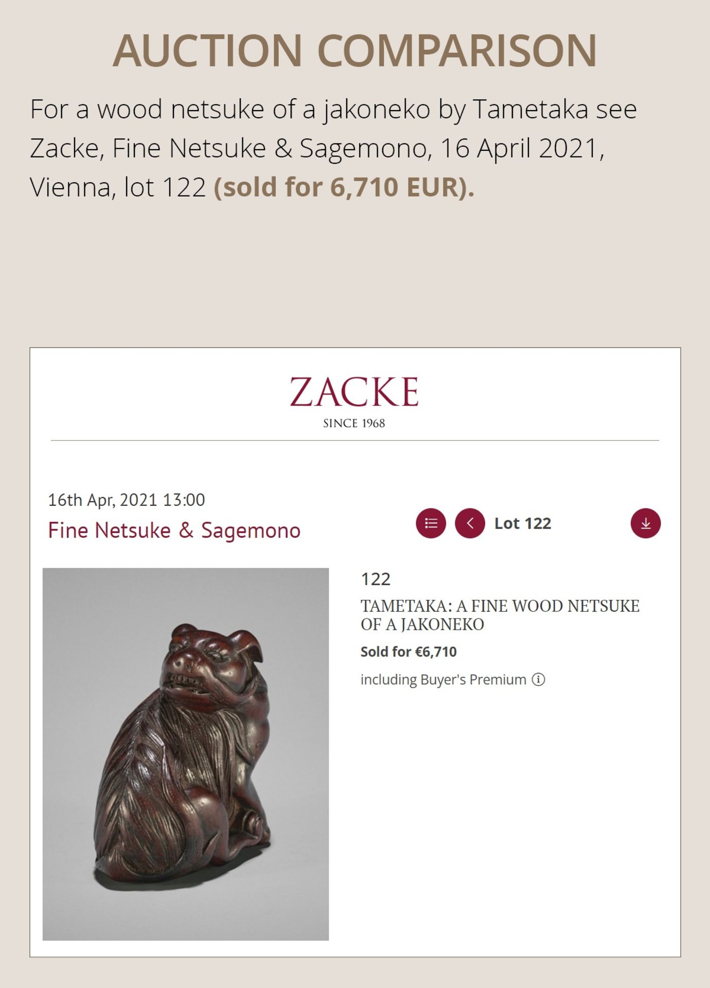 TADAKUNI: A SUPERB AND RARE WOOD NETSUKE OF A JAKONEKO (MUSK CAT) - Bild 5 aus 19