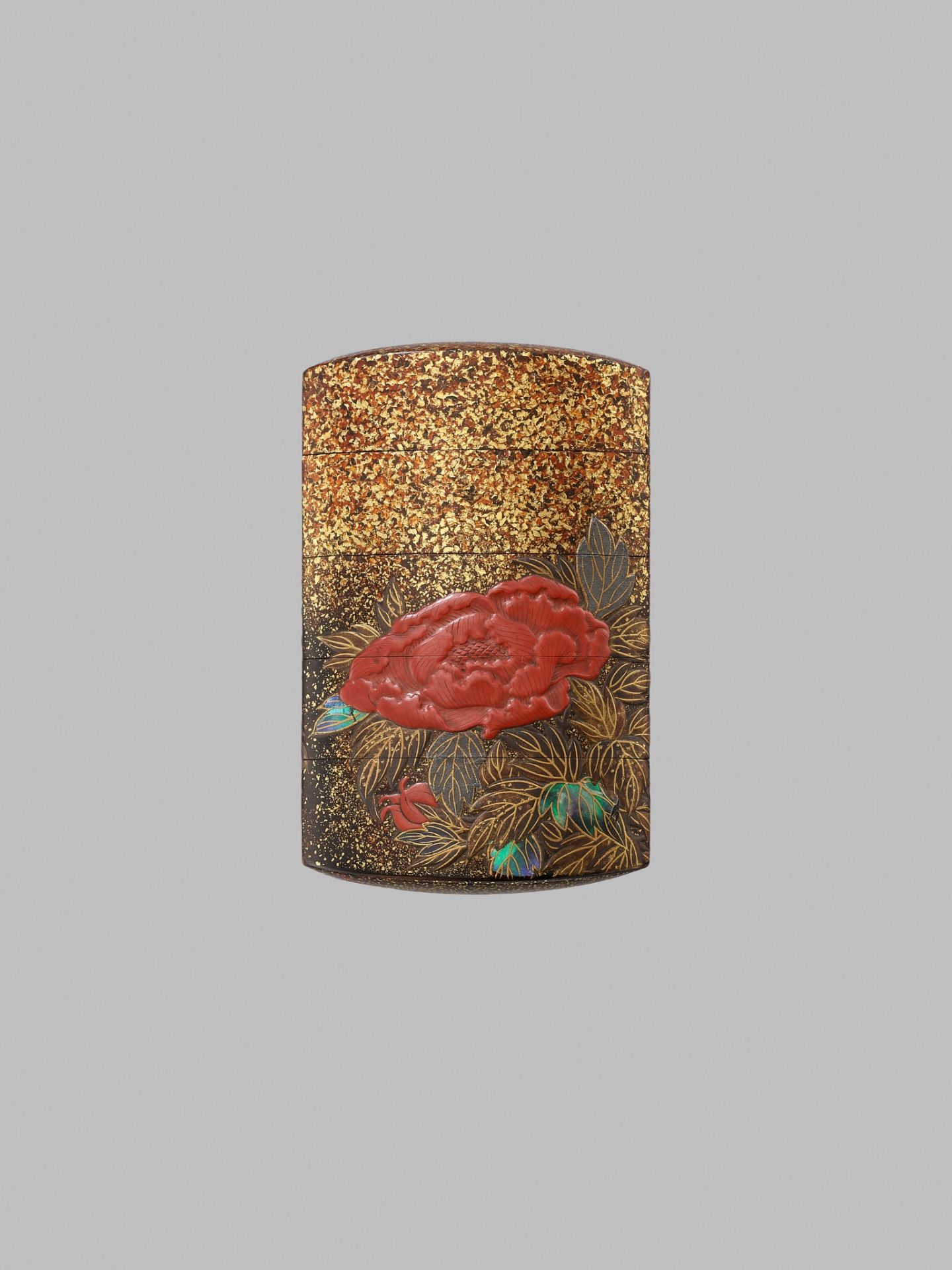 KOMA KORYU: A FINE LACQUER FOUR-CASE INRO WITH PEONIES - Image 3 of 7