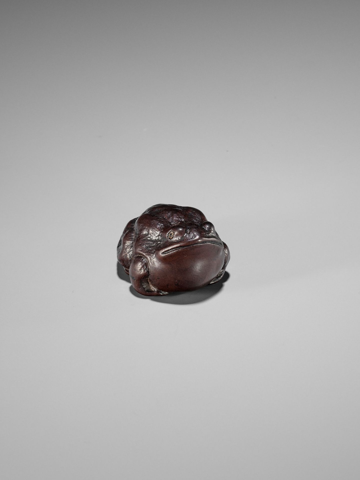 MINKO: A DARK WOOD NETSUKE OF A FAT TOAD - Bild 6 aus 12