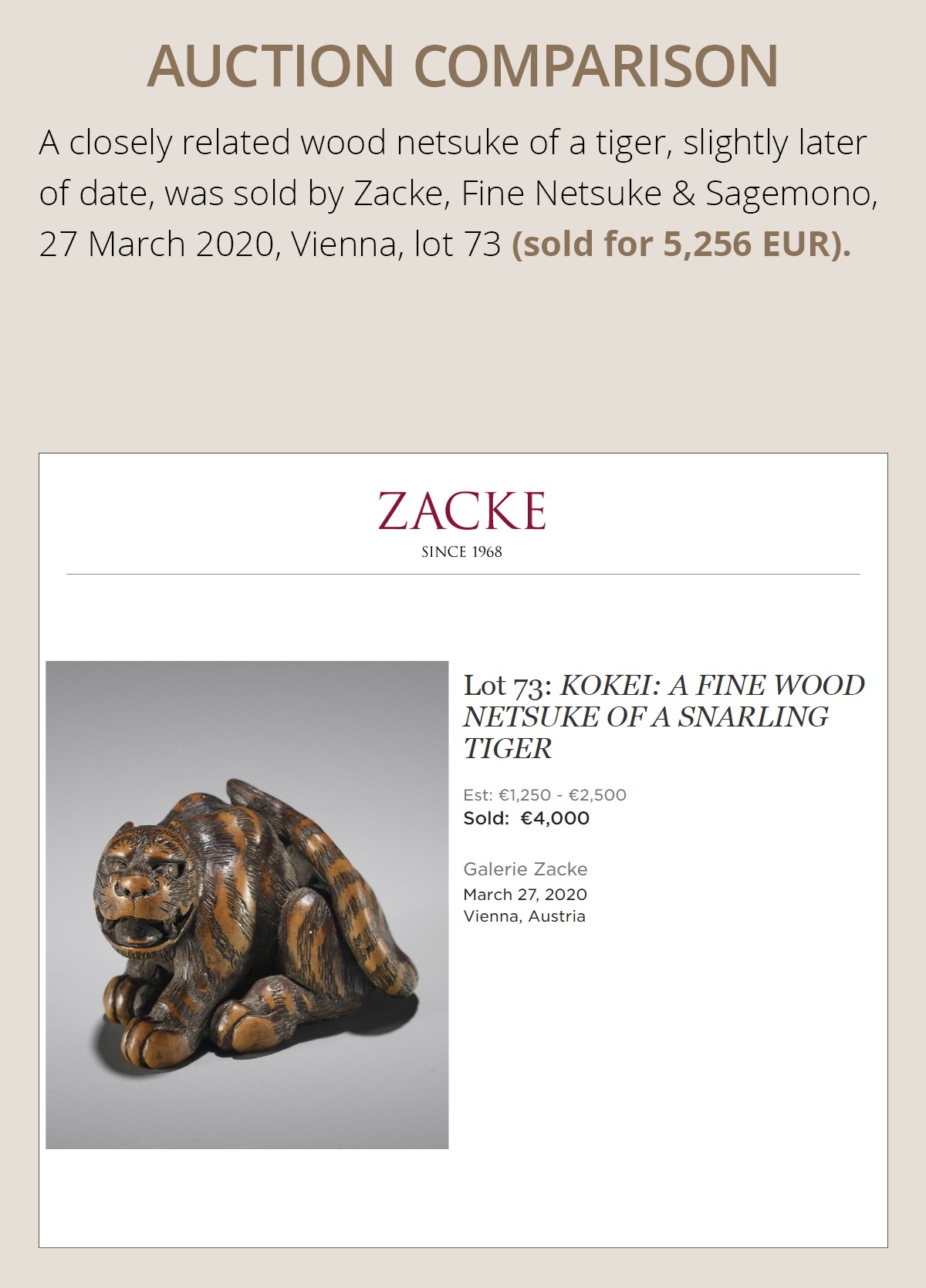 KOKEI: A WOOD NETSUKE OF A TIGER - Image 4 of 15