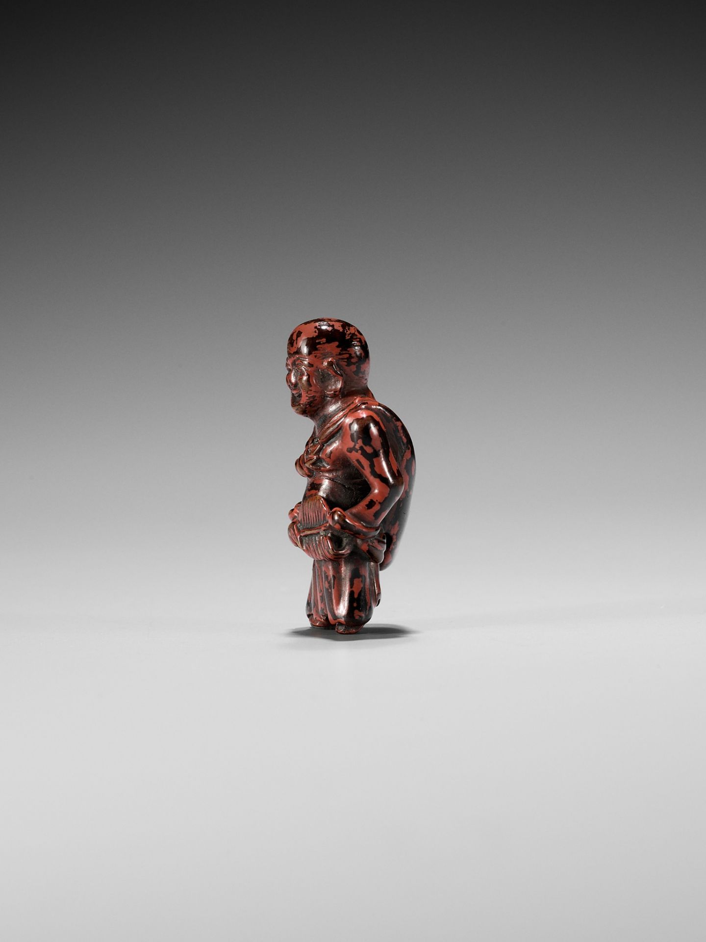 A NEGORO LACQUER NETSUKE OF HOTEI - Image 4 of 9