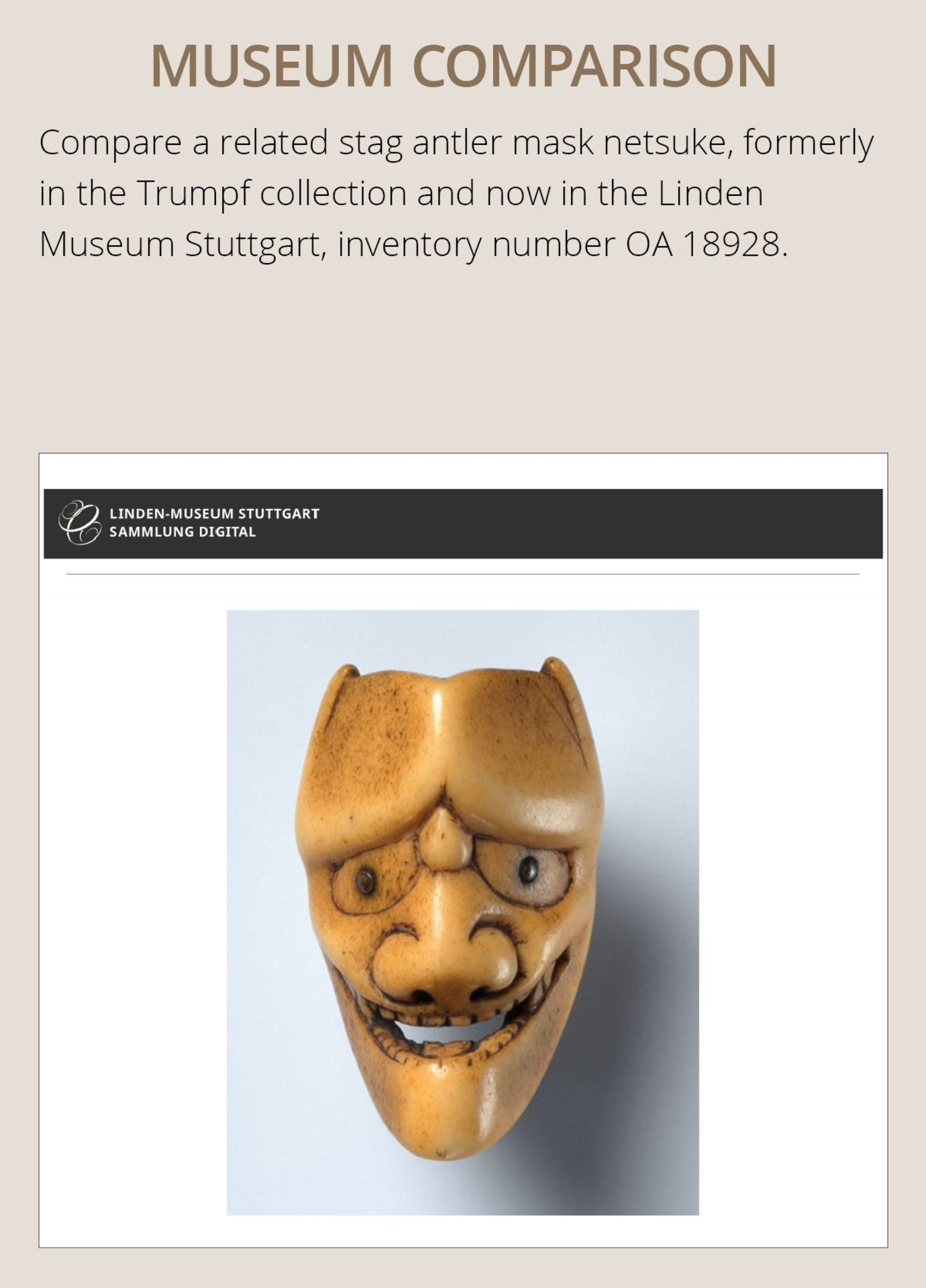 A SUPERB STAG ANTLER MASK NETSUKE OF HANNYA - Image 4 of 10