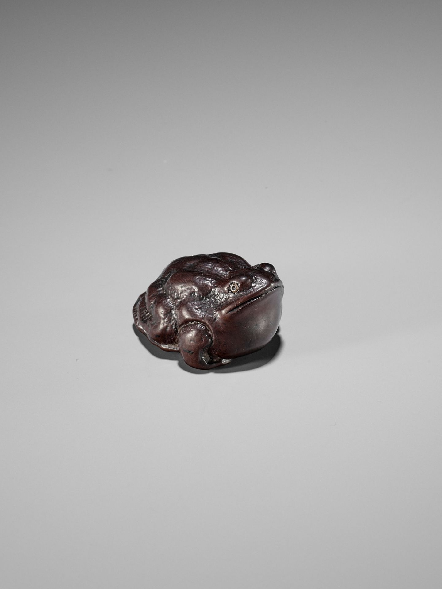 MINKO: A DARK WOOD NETSUKE OF A FAT TOAD - Bild 11 aus 12