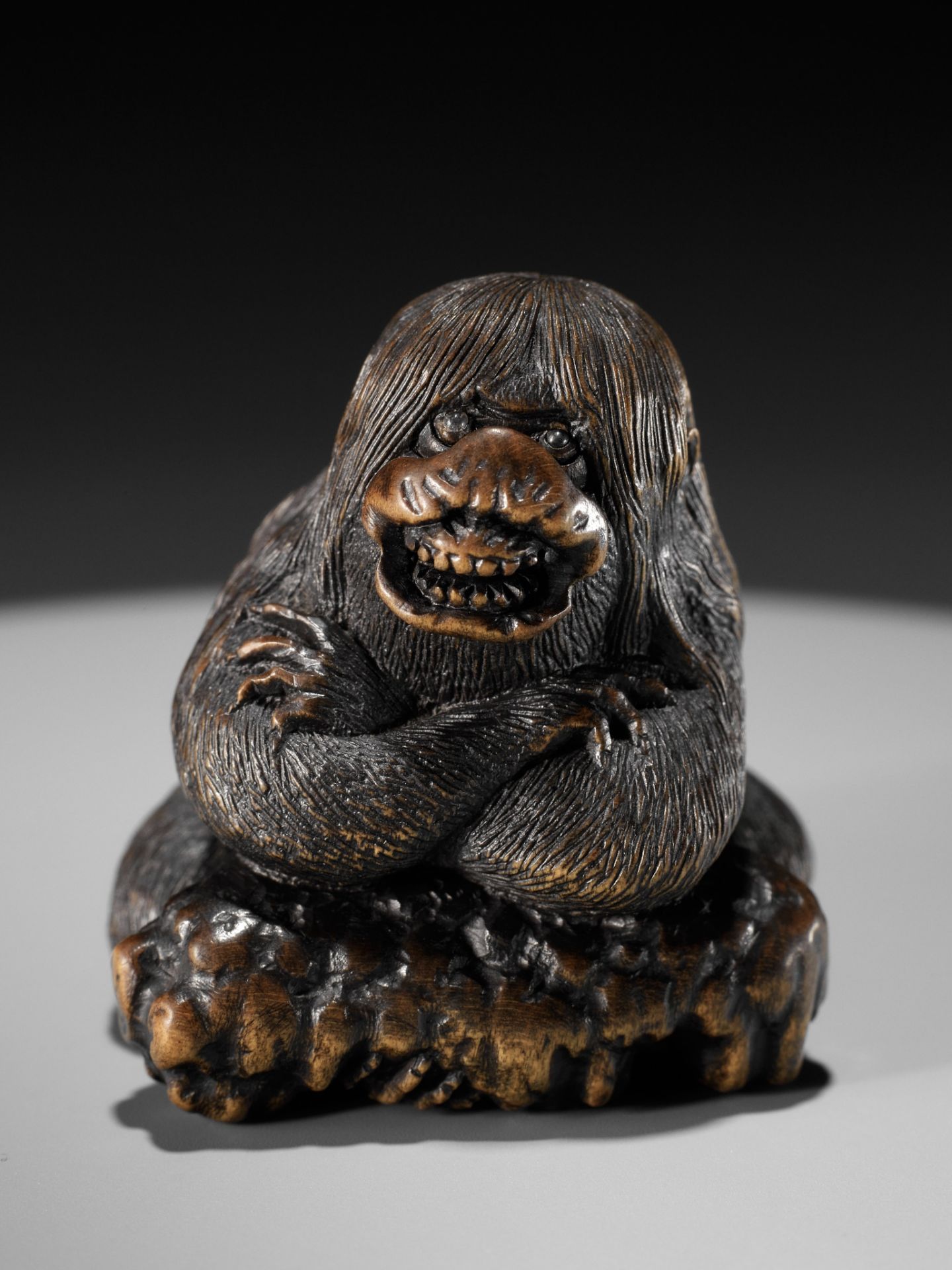 HOSHUNSAI MASAYUKI: A MASTERFUL WOOD NETSUKE OF A STRANGE KAPPA - Bild 3 aus 22