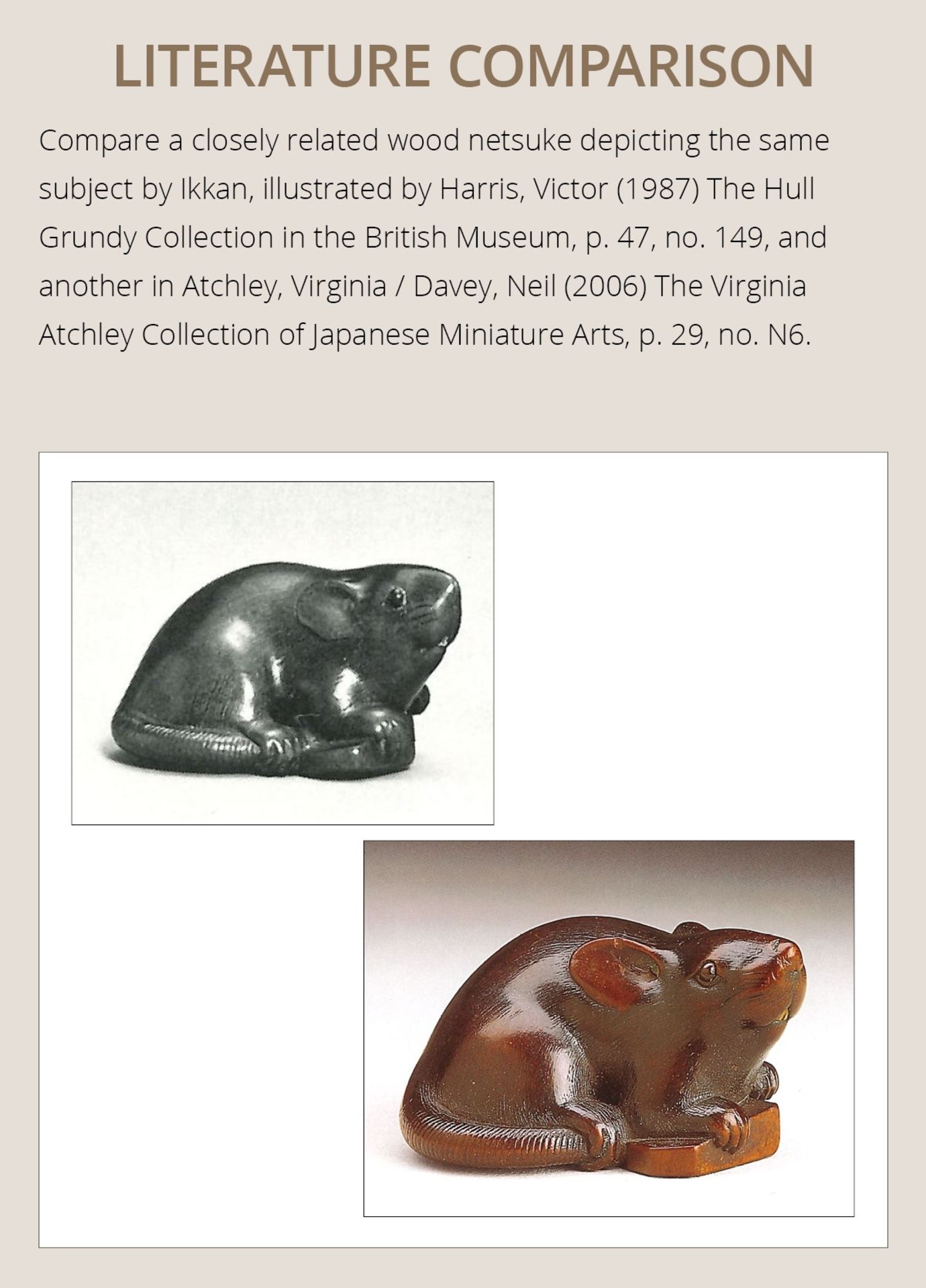 IKKAN: A FINE WOOD NETSUKE OF A RAT WITH A SHOGI TILE - Image 5 of 17