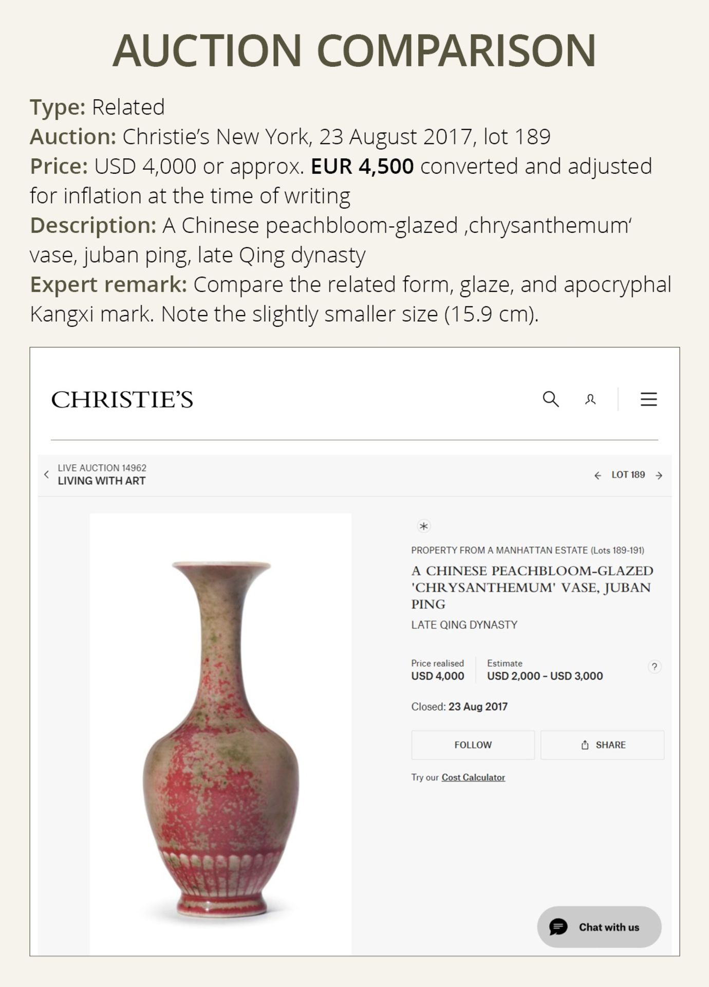 A PEACHBLOOM-GLAZED 'CHRYSANTHEMUM' VASE, JUBAN PING, 19TH CENTURY - Bild 4 aus 16