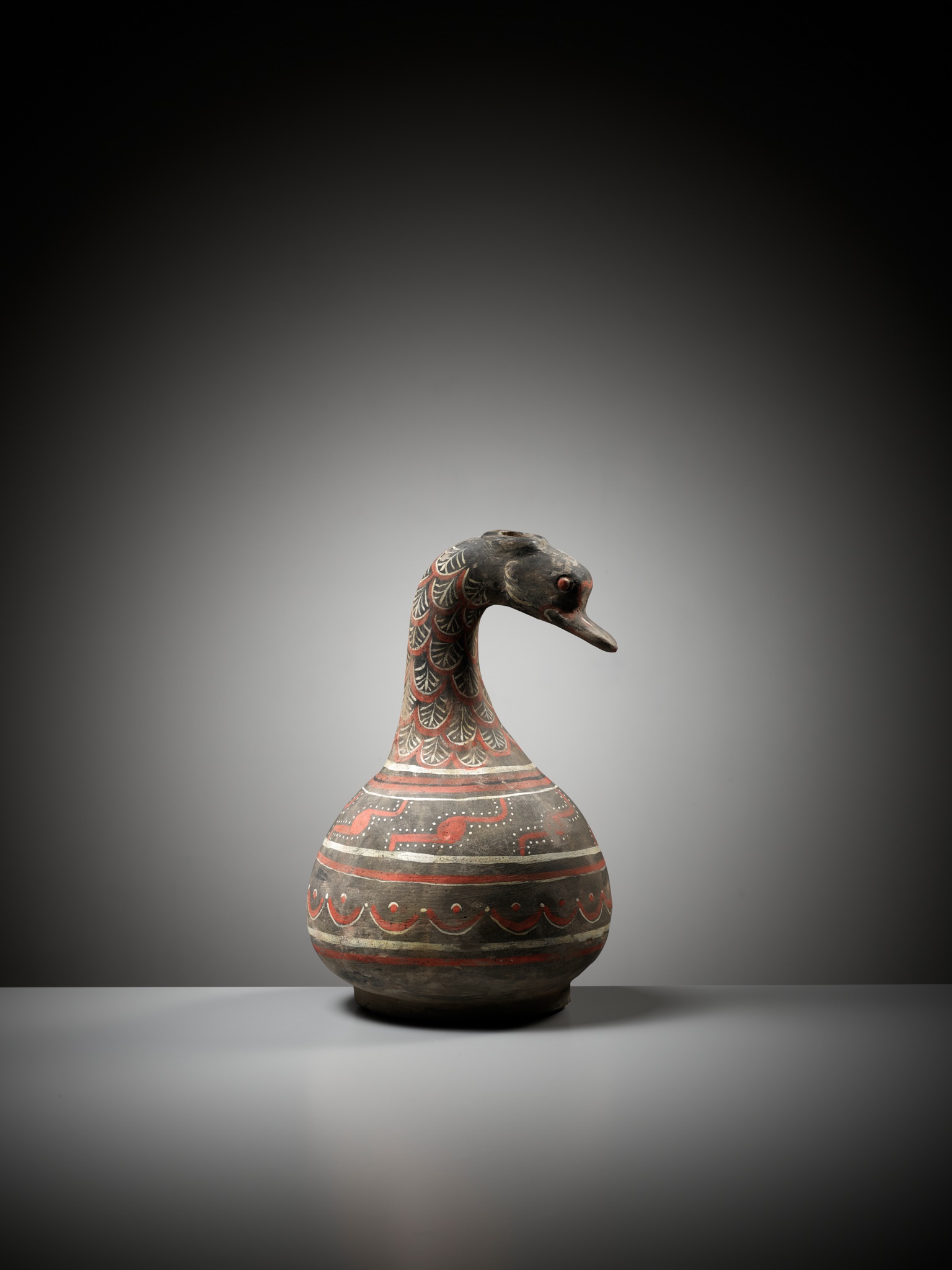 A DUCK-HEADED PAINTED POTTERY VESSEL, HAN DYNASTY - Image 10 of 12