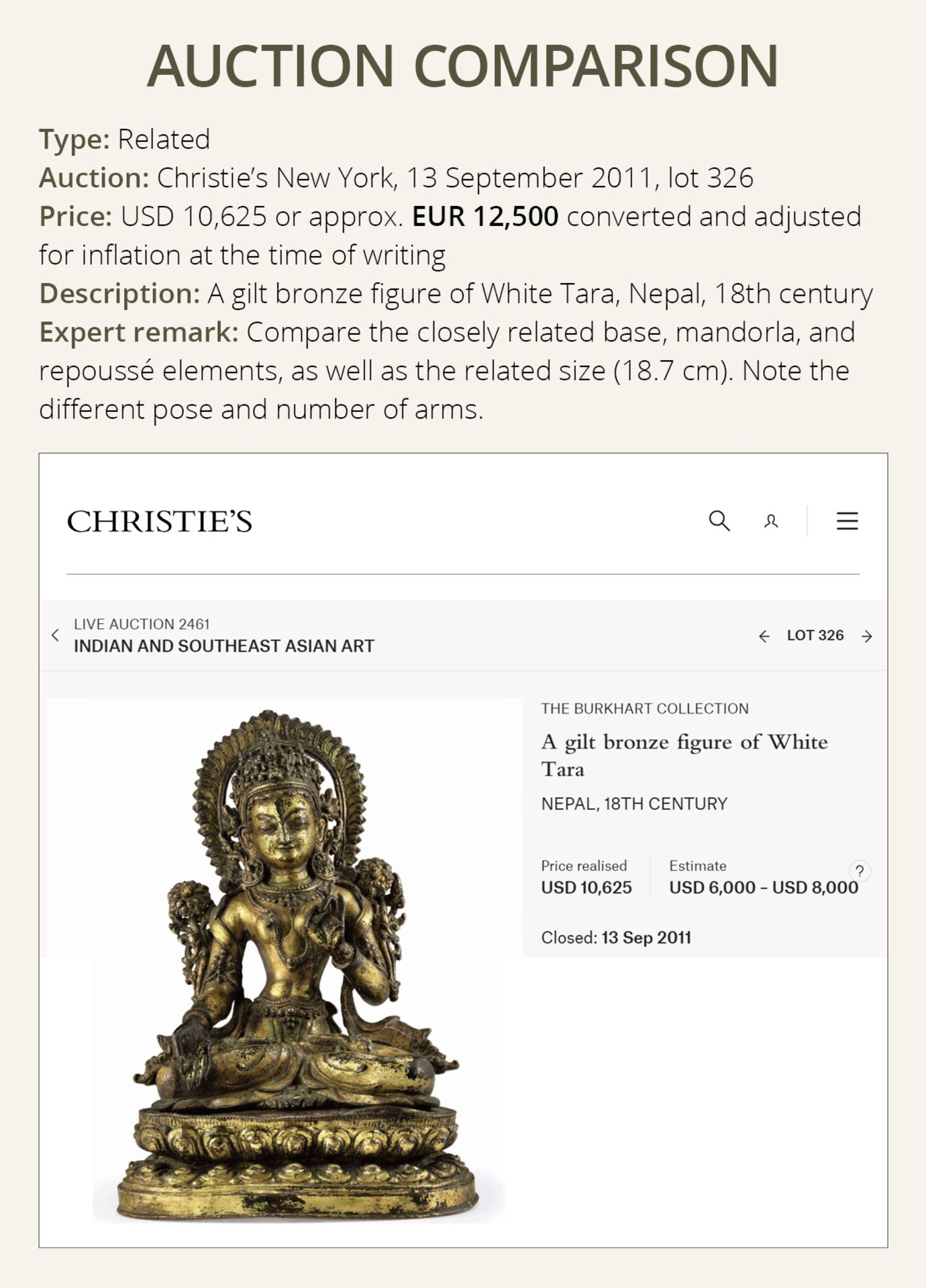 A CAST AND REPOUSSE GILT COPPER ALLOY FIGURE OF TARA, NEPAL, 18TH-19TH CENTURY - Image 4 of 13