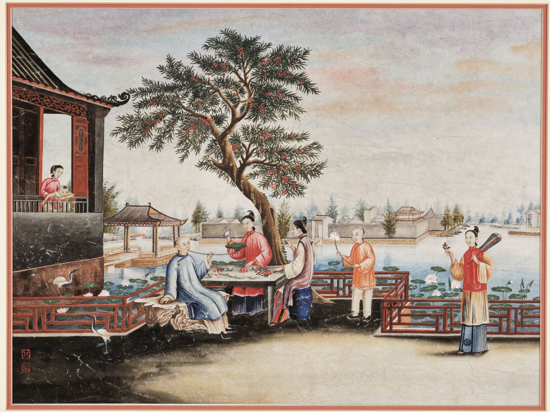 DRINKING WINE THROUGH A LOTUS LEAF', QING DYNASTY - Image 2 of 7