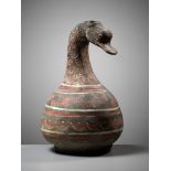 A DUCK-HEADED PAINTED POTTERY VESSEL, HAN DYNASTY