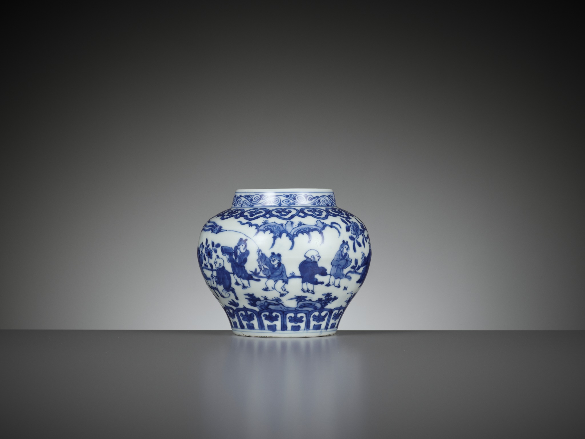 A BLUE AND WHITE 'SCHOLARS AND BOYS' JAR, GUAN, WANLI MARK AND PERIOD - Image 11 of 15