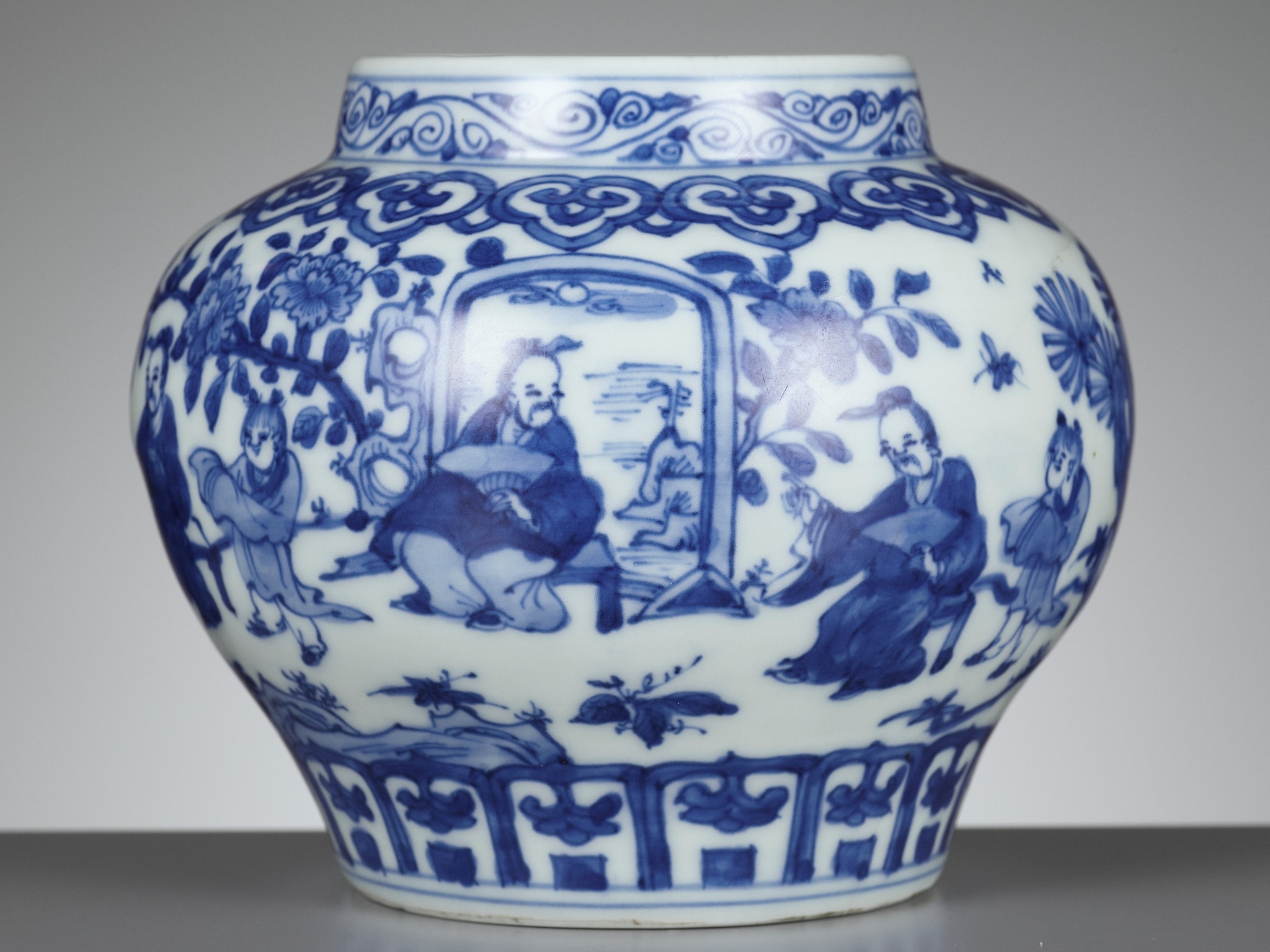 A BLUE AND WHITE 'SCHOLARS AND BOYS' JAR, GUAN, WANLI MARK AND PERIOD - Image 15 of 15