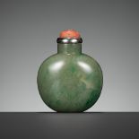 AN APPLE- AND EMERALD-GREEN JADEITE SNUFF BOTTLE, 18TH-19TH CENTURY