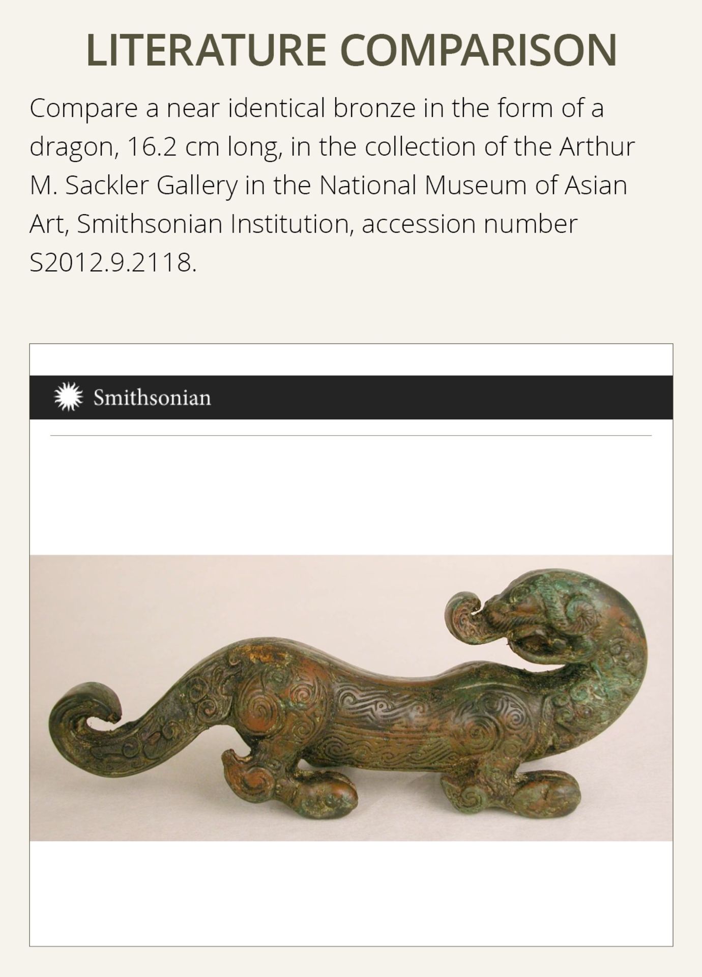 A SUPERB BRONZE FIGURE OF A DRAGON, EASTERN ZHOU DYNASTY, CHINA, 770-256 BC - Bild 5 aus 25