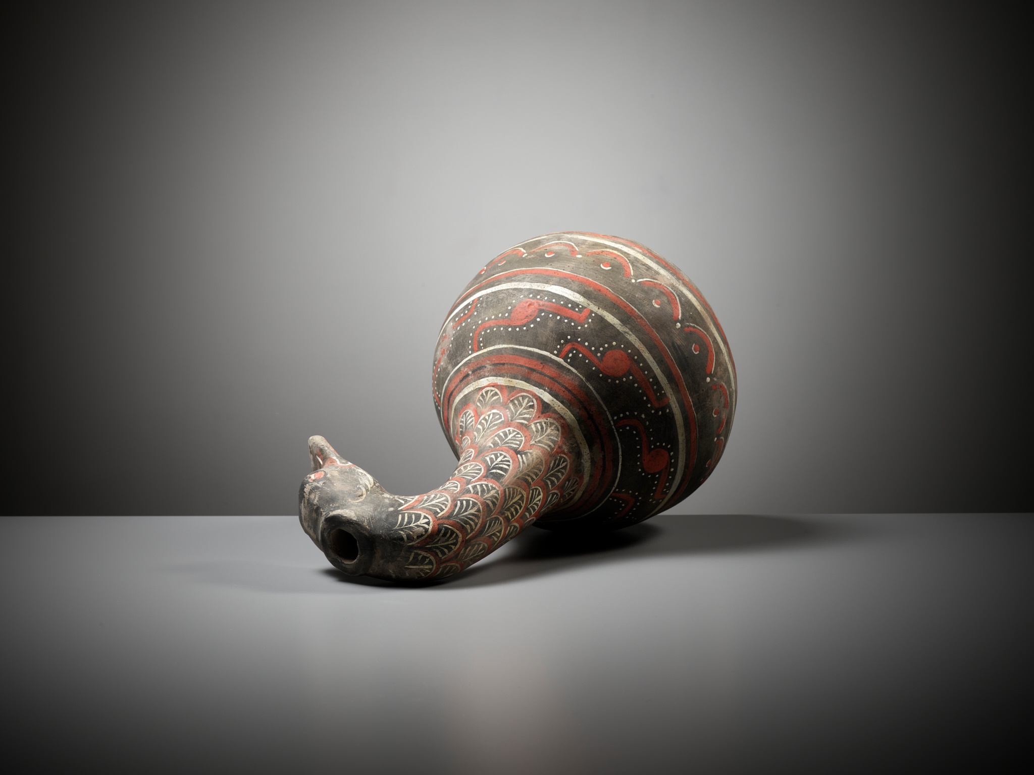A DUCK-HEADED PAINTED POTTERY VESSEL, HAN DYNASTY - Image 12 of 12