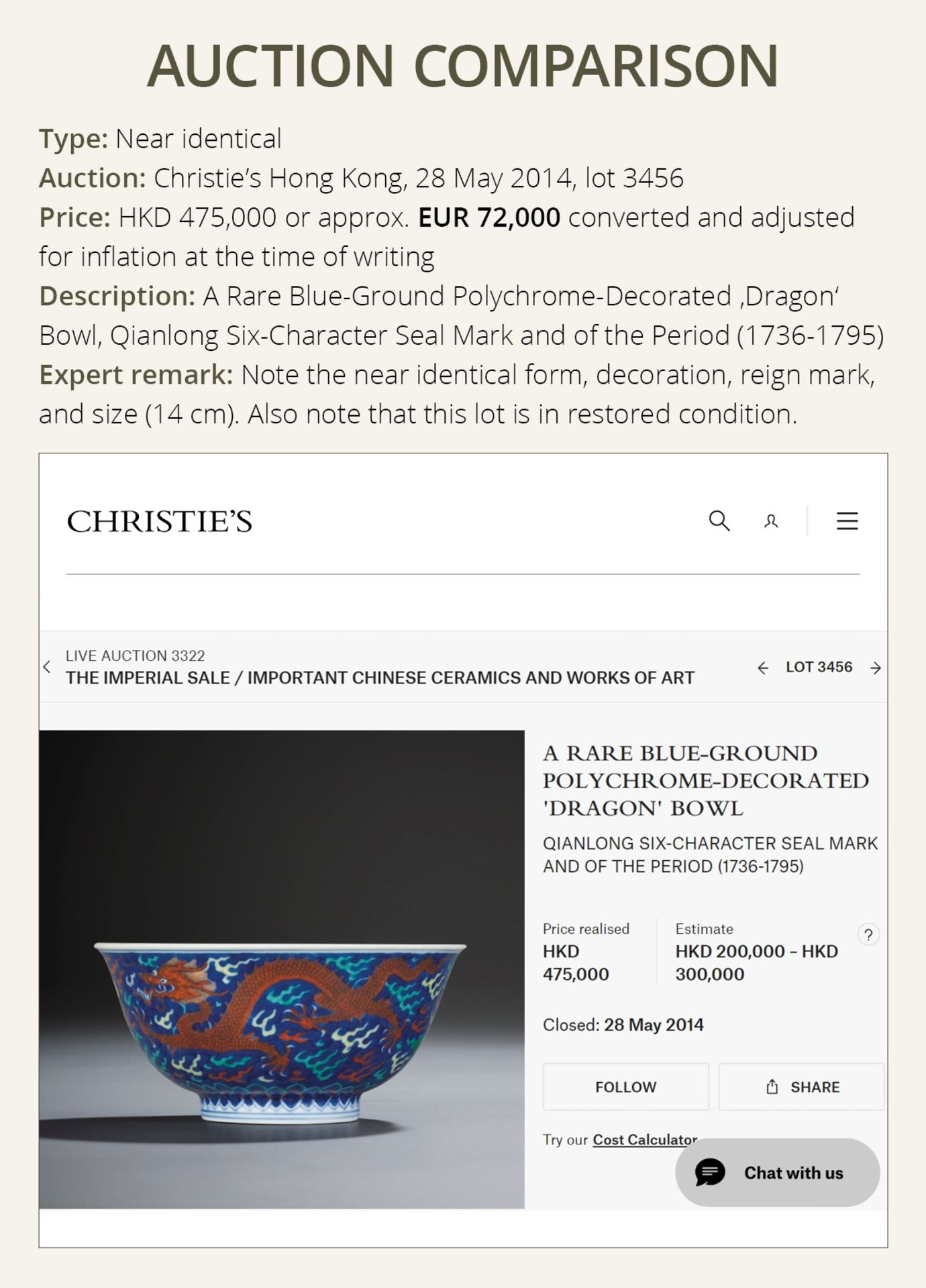 A RARE BLUE-GROUND POLYCHROME-DECORATED 'DRAGON' BOWL, QIANLONG MARK AND PERIOD - Image 6 of 19