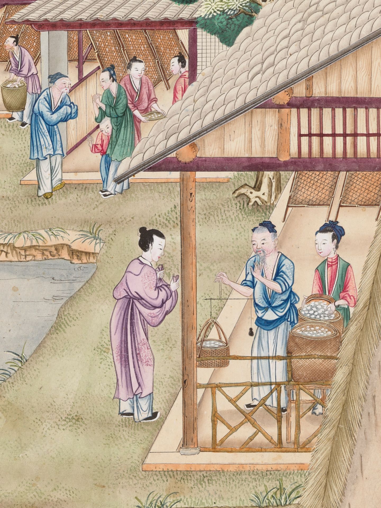 SEVEN 'SILK PRODUCTION' PAINTINGS, AFTER JIAO BINGZHEN (FL. 1689-1726), QING DYNASTY - Image 12 of 21