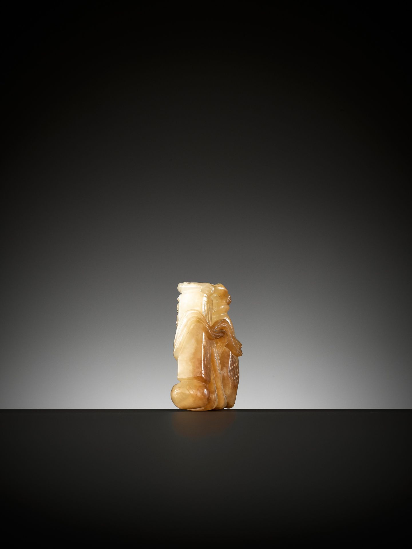 A WHITE AND RUSSET JADE 'FOUR SCHOLARLY ACCOMPLISHMENTS' GROUP, SIYI, QING DYNASTY - Image 6 of 9