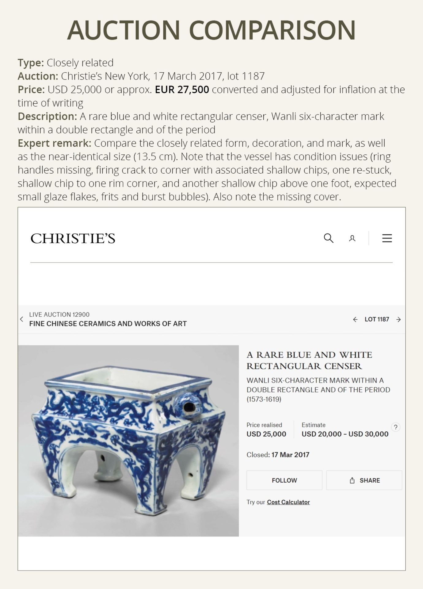 A RARE BLUE AND WHITE 'DRAGON' CENSER, WANLI MARK AND PERIOD - Bild 4 aus 16