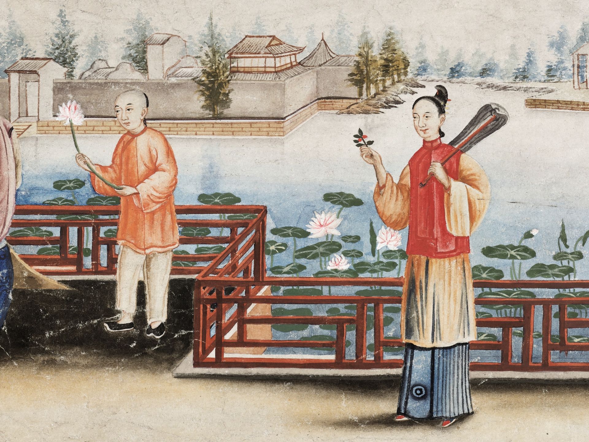 DRINKING WINE THROUGH A LOTUS LEAF', QING DYNASTY - Image 5 of 7