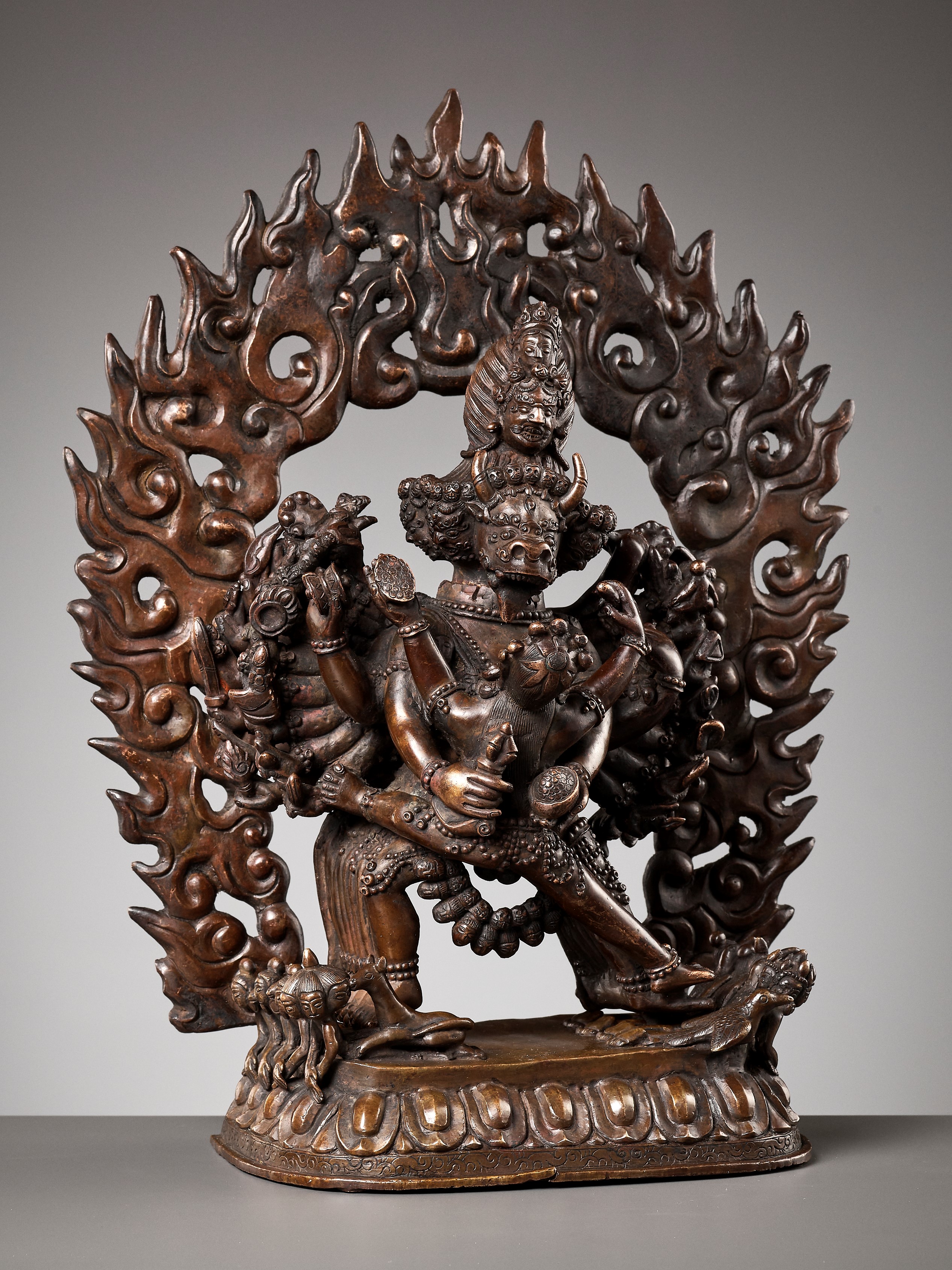 A LARGE BRONZE FIGURE OF VAJRABHAIRAVA, GELUG SCHOOL