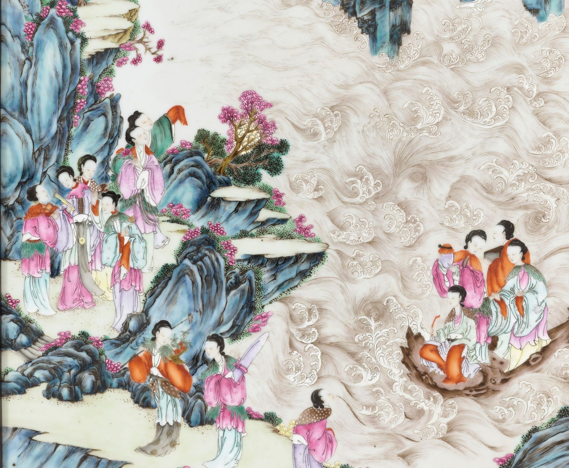 A FINELY PAINTED FAMILLE ROSE 'IMMORTALS' PLAQUE, QIANLONG PERIOD - Image 3 of 16