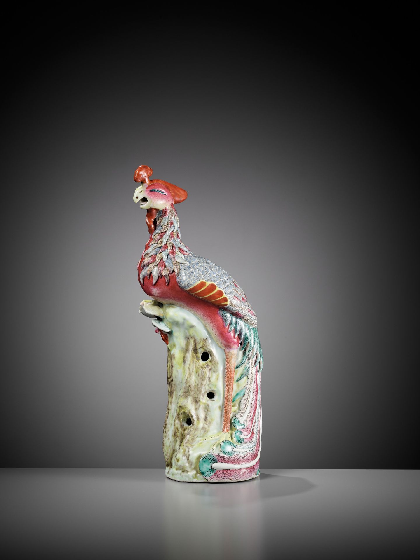 A FAMILLE ROSE FIGURE OF A PHOENIX, 19TH CENTURY - Image 6 of 13