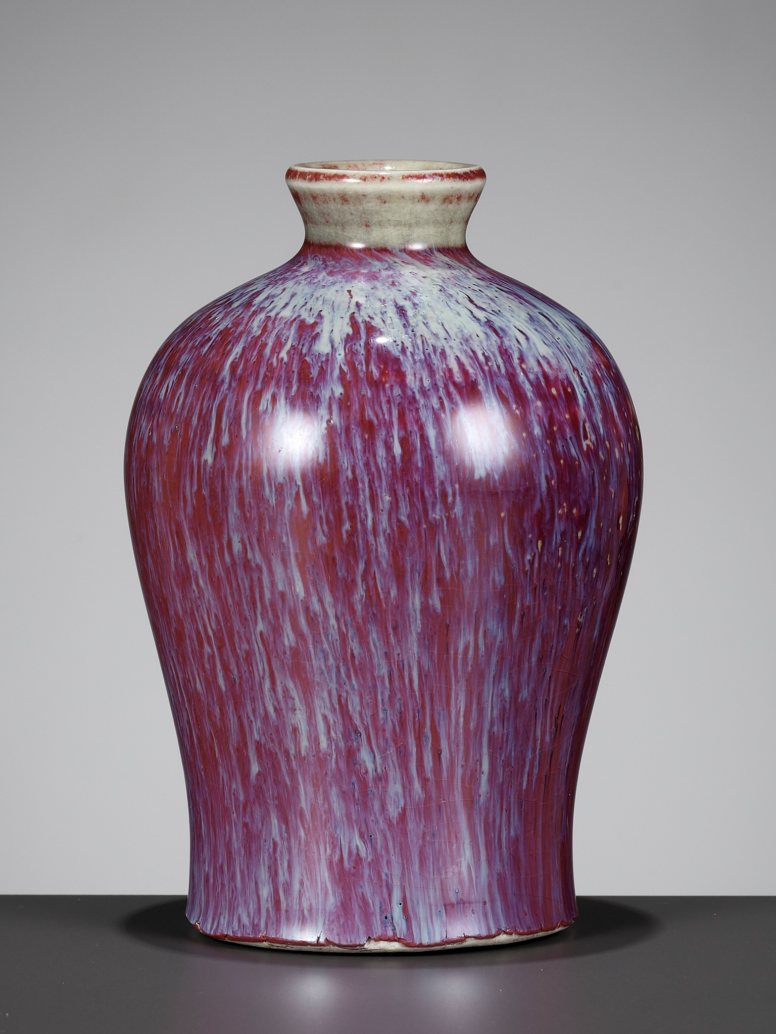 A FLAMBE-GLAZED MINIATURE VASE, MEIPING, QING DYNASTY