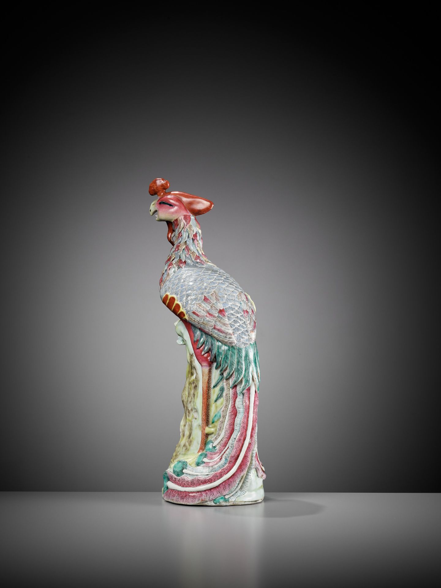 A FAMILLE ROSE FIGURE OF A PHOENIX, 19TH CENTURY - Image 10 of 13