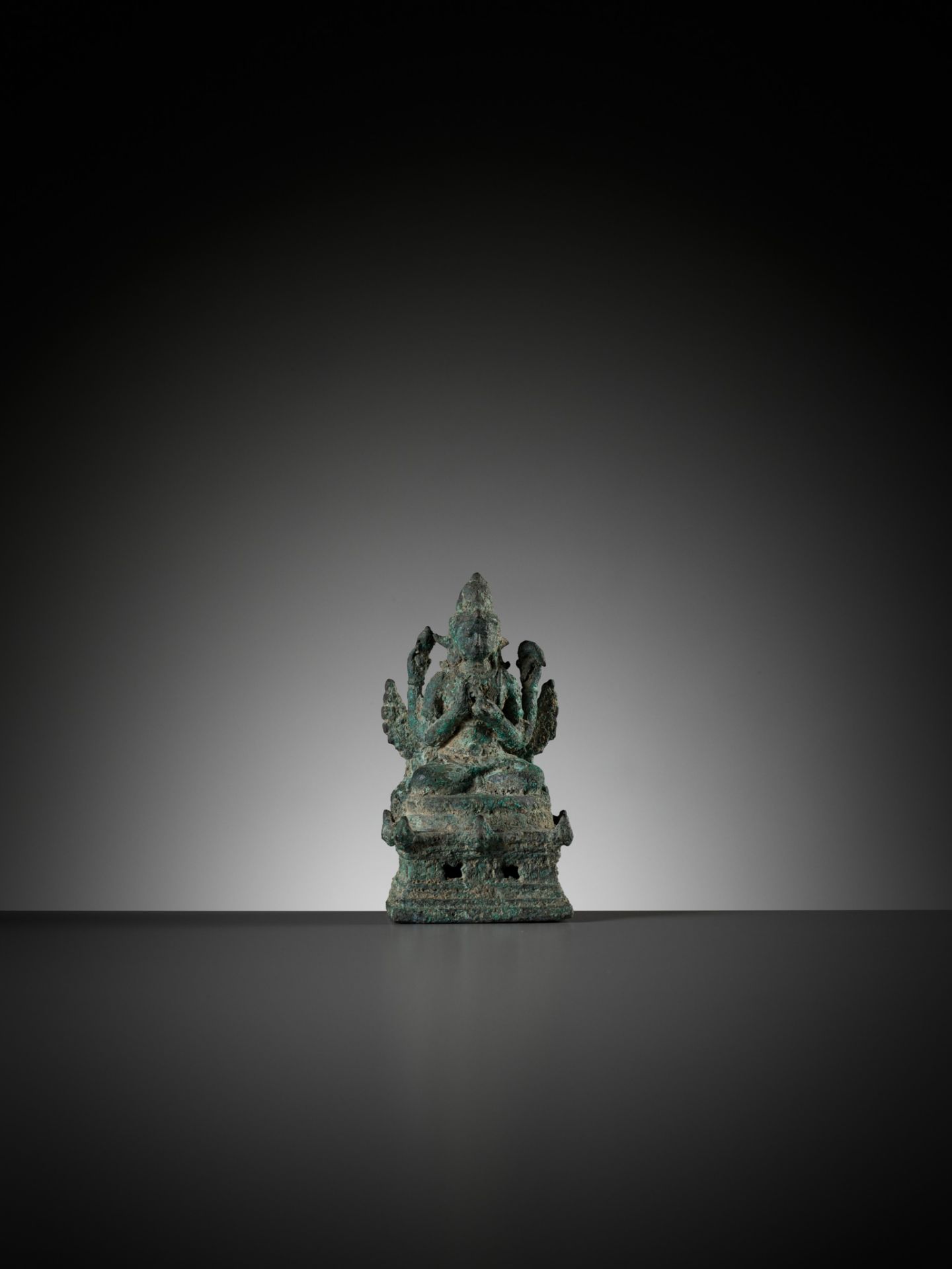 A BRONZE FIGURE OF AVALOKITESHVARA SADAKSARI, JAVA - Image 3 of 12